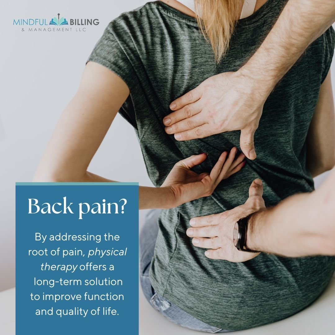 Struggling with back pain? 🌀 Physical therapy can help you regain strength, enhance mobility, and promote healing. Don't let pain hold you back, discover the power of PT!🌟 

#backpainrelief #physicaltherapy #holisticbilling #billingcompany
