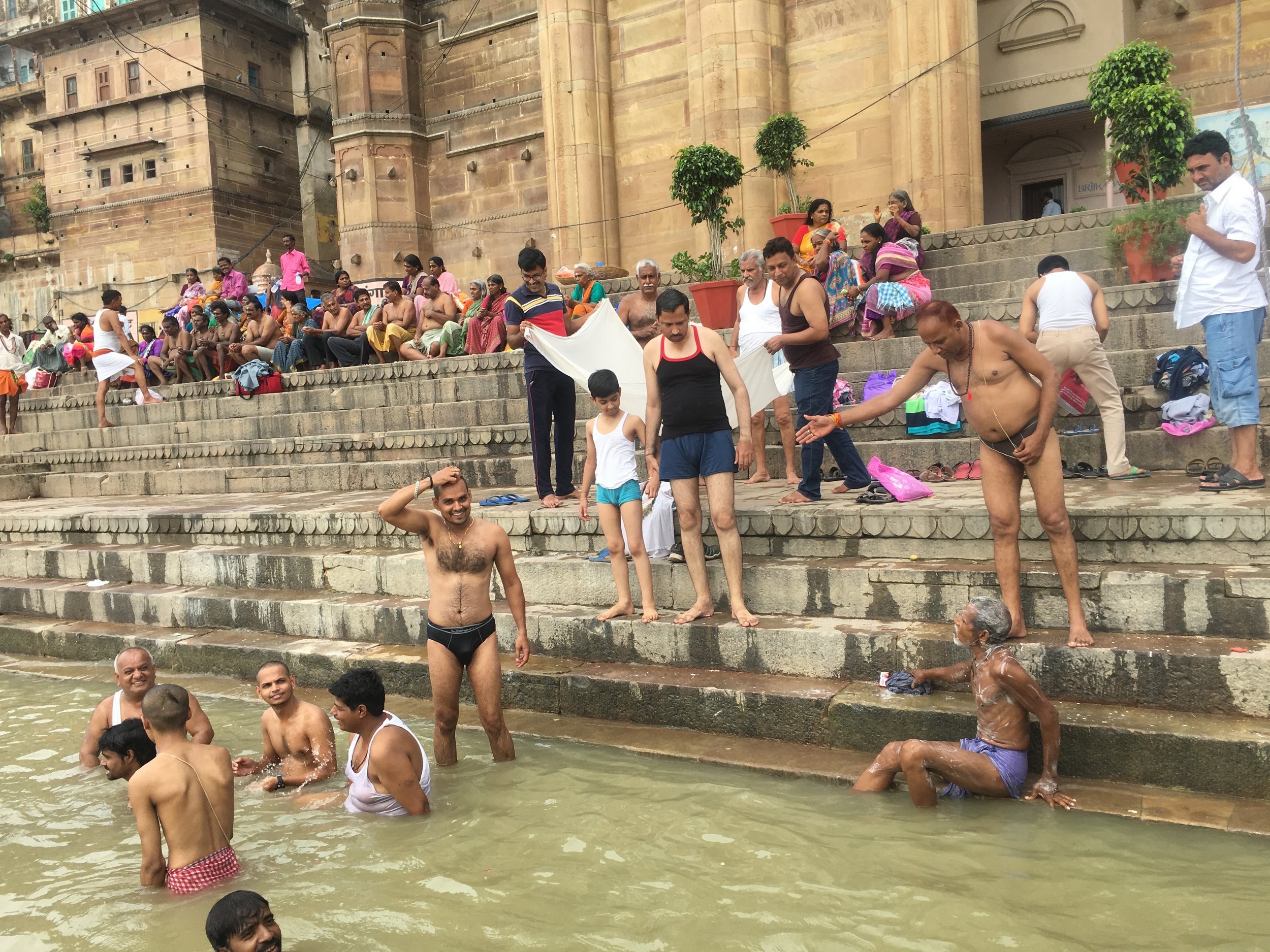 Pilgrims enjoying the Ganges at Varanasi, India