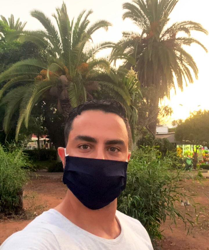 A mask is part of Ahmed’s daily attire in Morocco