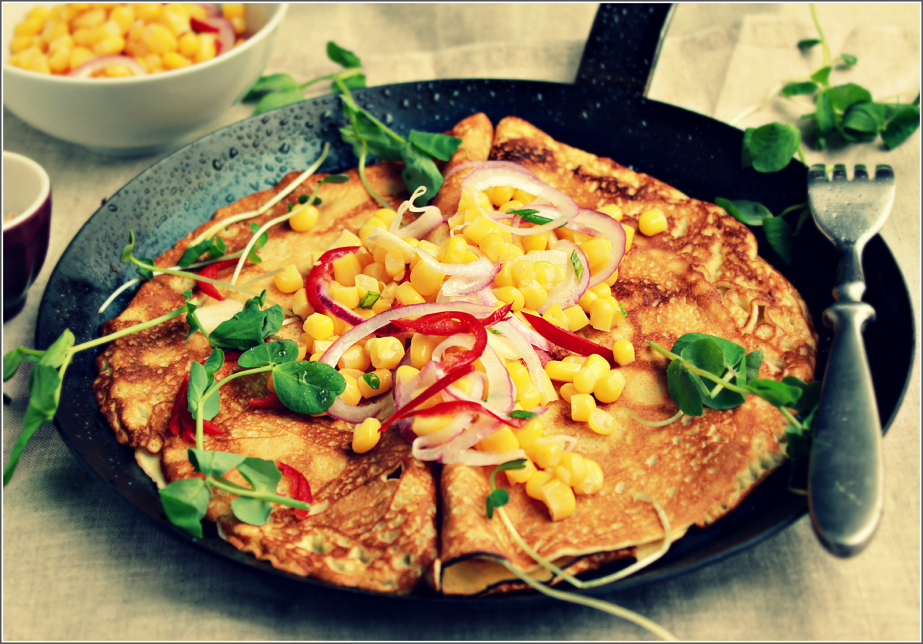 Savory Crepes with  Corn Salsa