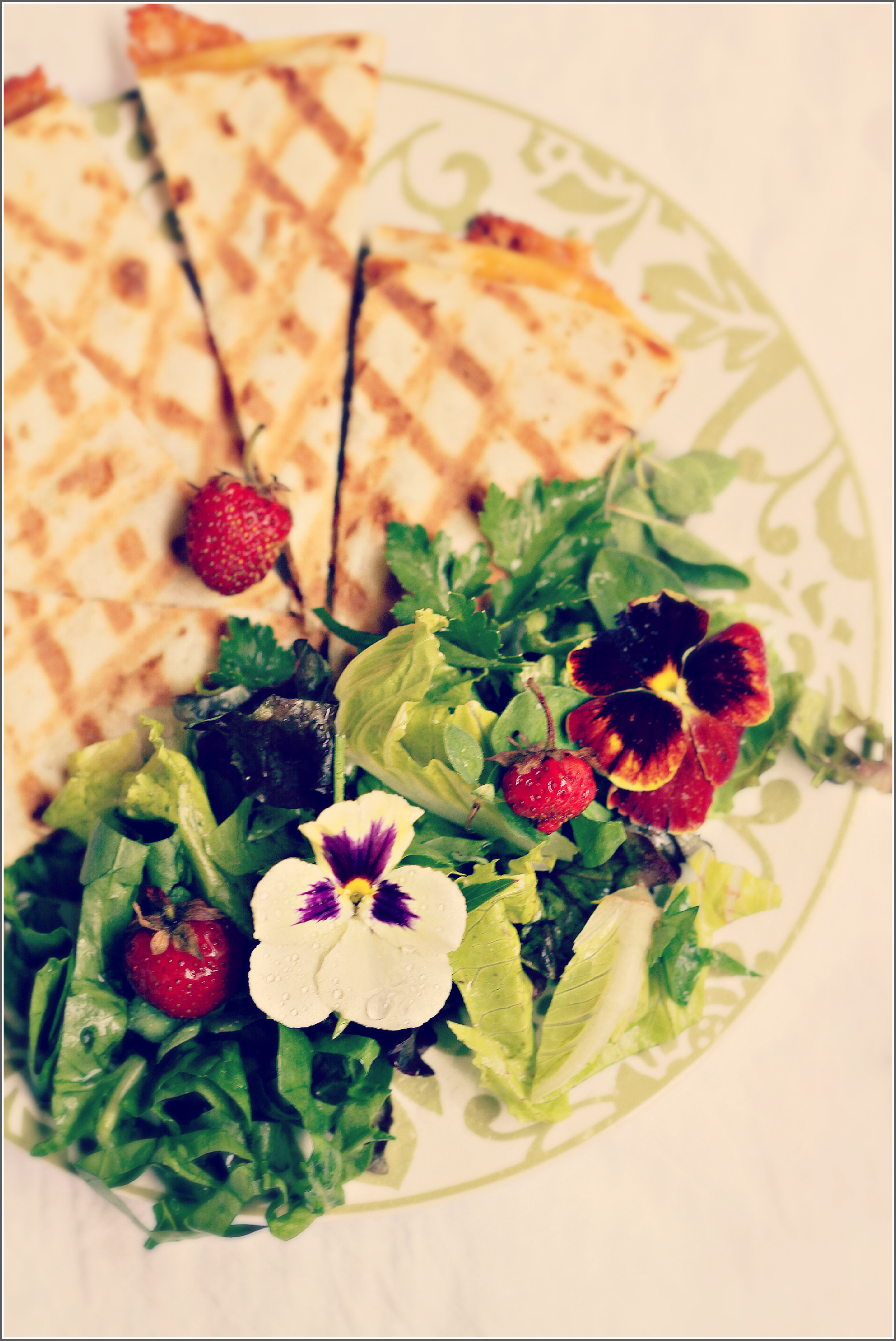 Quesadillas with Salad & Berries