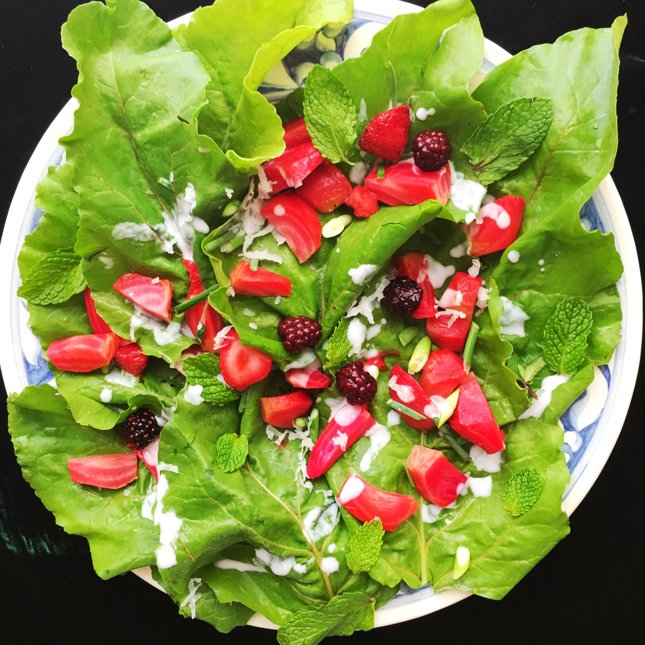 Beet Salad with Greens, Mint, & Mixed Berries