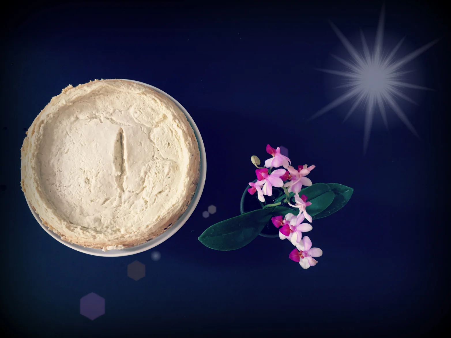 ©Simple Cheesecake and Flower Vignette with Lens Flare.jpg