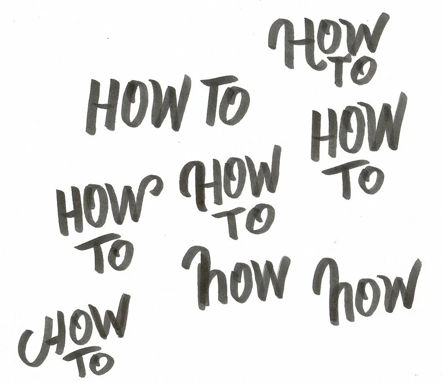  Exploring lettering designs with my brush marker, all caps. 