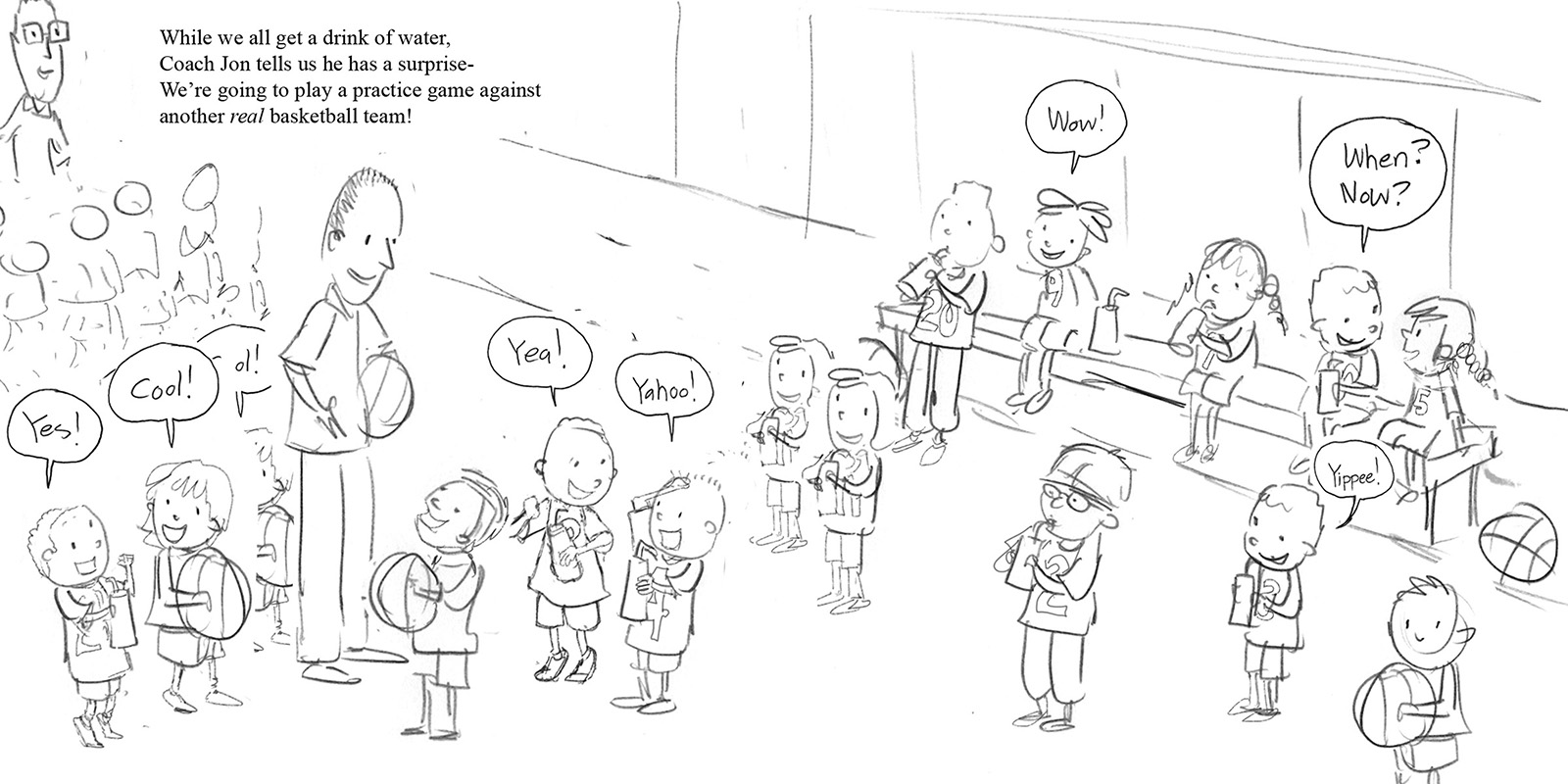 A BASKETBALL STORY interior sketch