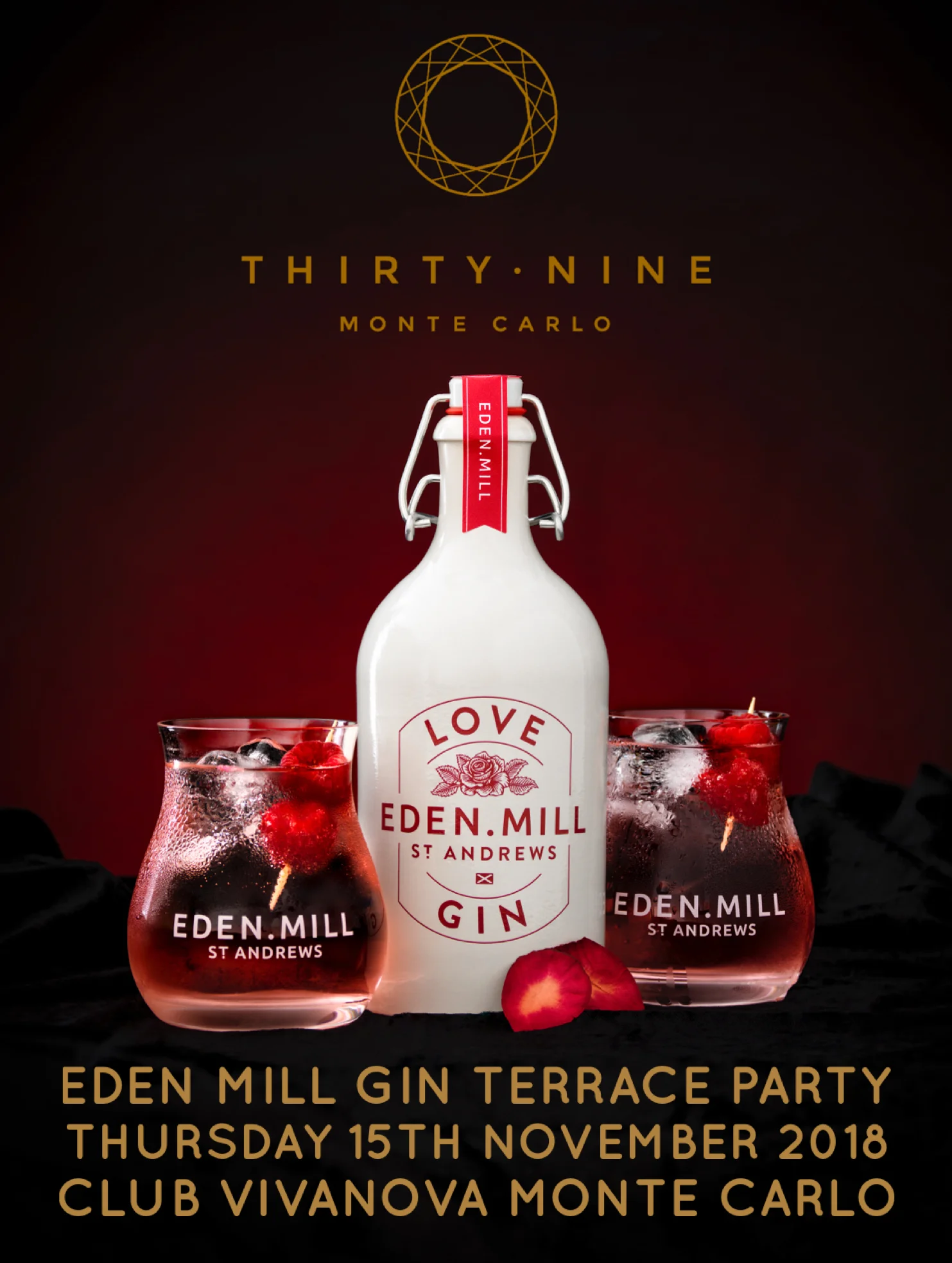 MONTE CARLO . THIRTY NINE Monte Carlo . Thursday 15th November 2018 . Eden Mill Gin Cocktail Terrace Party . Private Bar