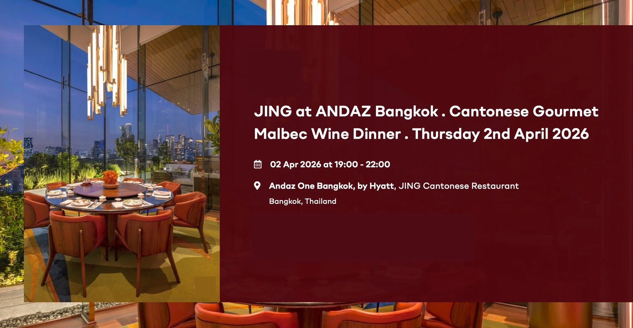 🇹🇭 We are hosting one night in Bangkok next Thursday 2nd April! 

A CURATED CANTONESE-INSPIRED MALBEC WINE DEGUSTATION DINNER . JING at ANDAZ One Bangkok

Join Club Vivanova in partnership with Mitton Wines Thailand and High Life Management Thailan