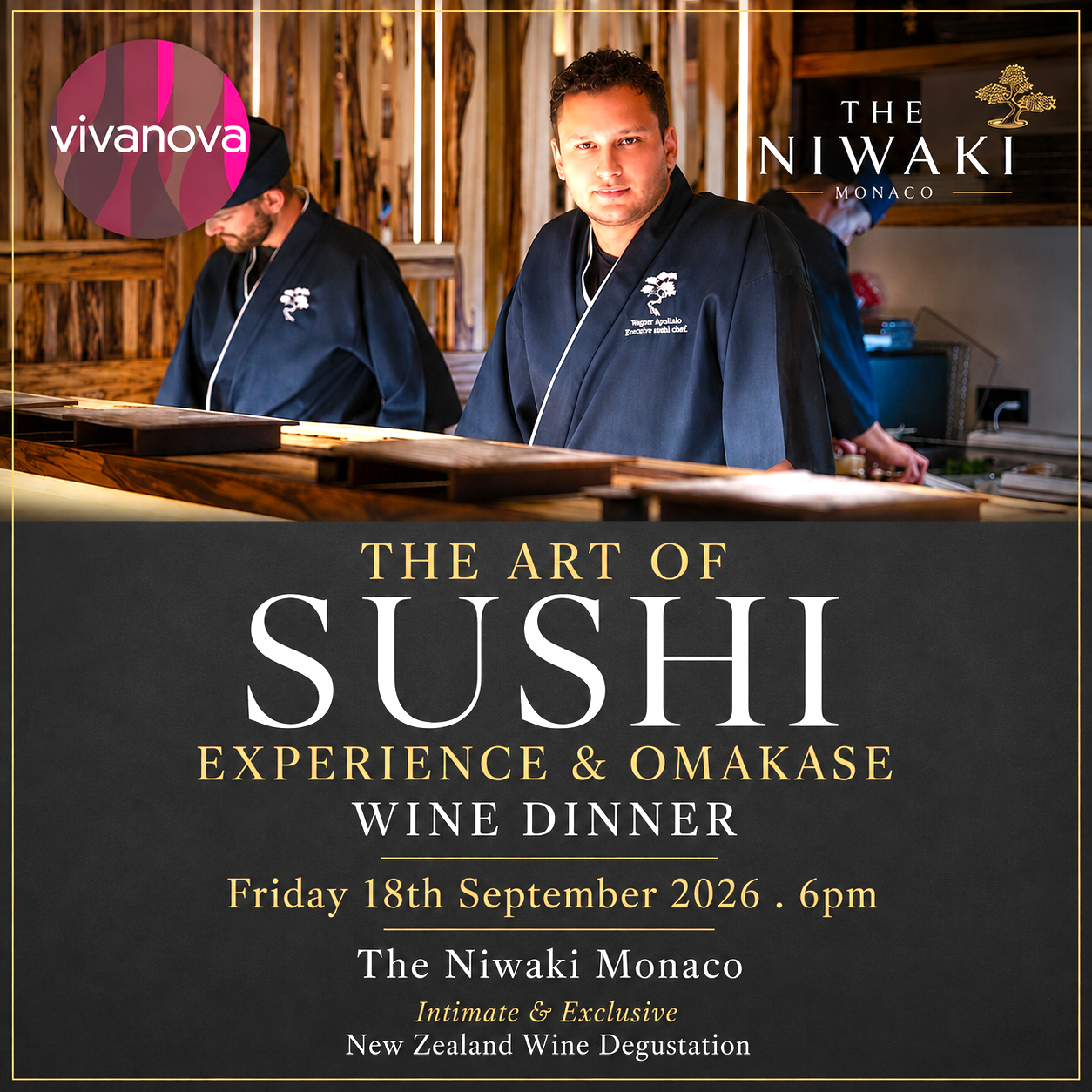 MONTE CARLO . The Art of Sushi Experience & Omakase Wine Dinner . The Niwaki Monaco
