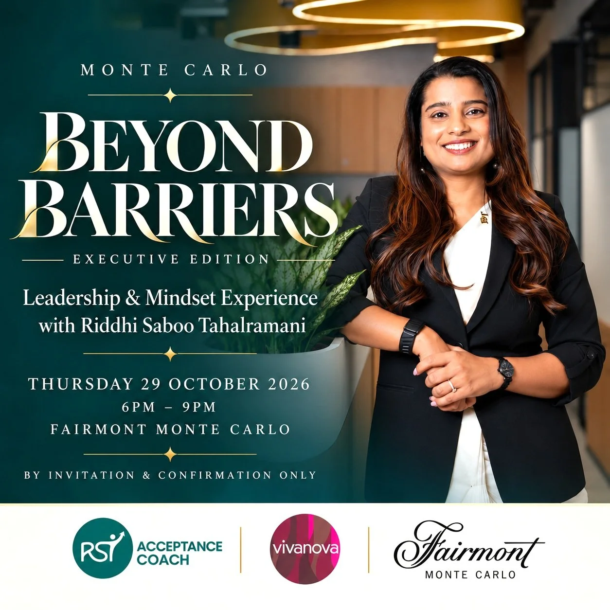 🇲🇨 BEYOND BARRIERS &ndash; EXECUTIVE EDITION | MONACO 2026

Exceptional Leadership Begins Beyond Your Comfort Zone.

On Thursday 29th October, Club Vivanova presents an exclusive executive leadership and mindset experience at the prestigious Fairmo