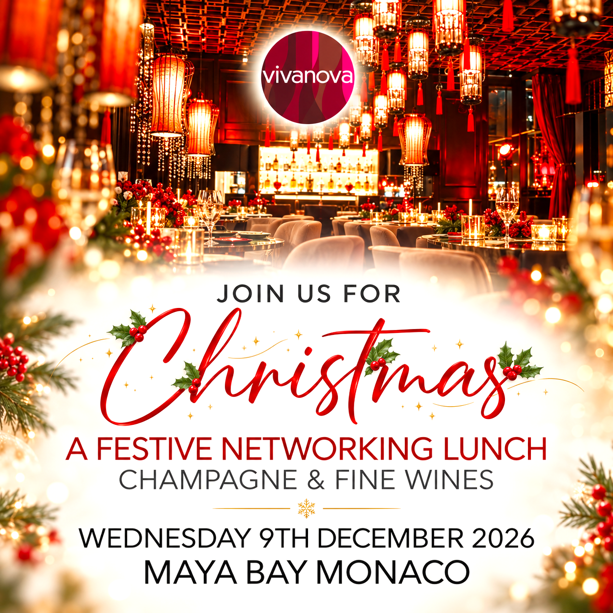 MONTE CARLO . A Festive Networking Lunch . Champagne & Fine Wines at Maya Bay Monaco