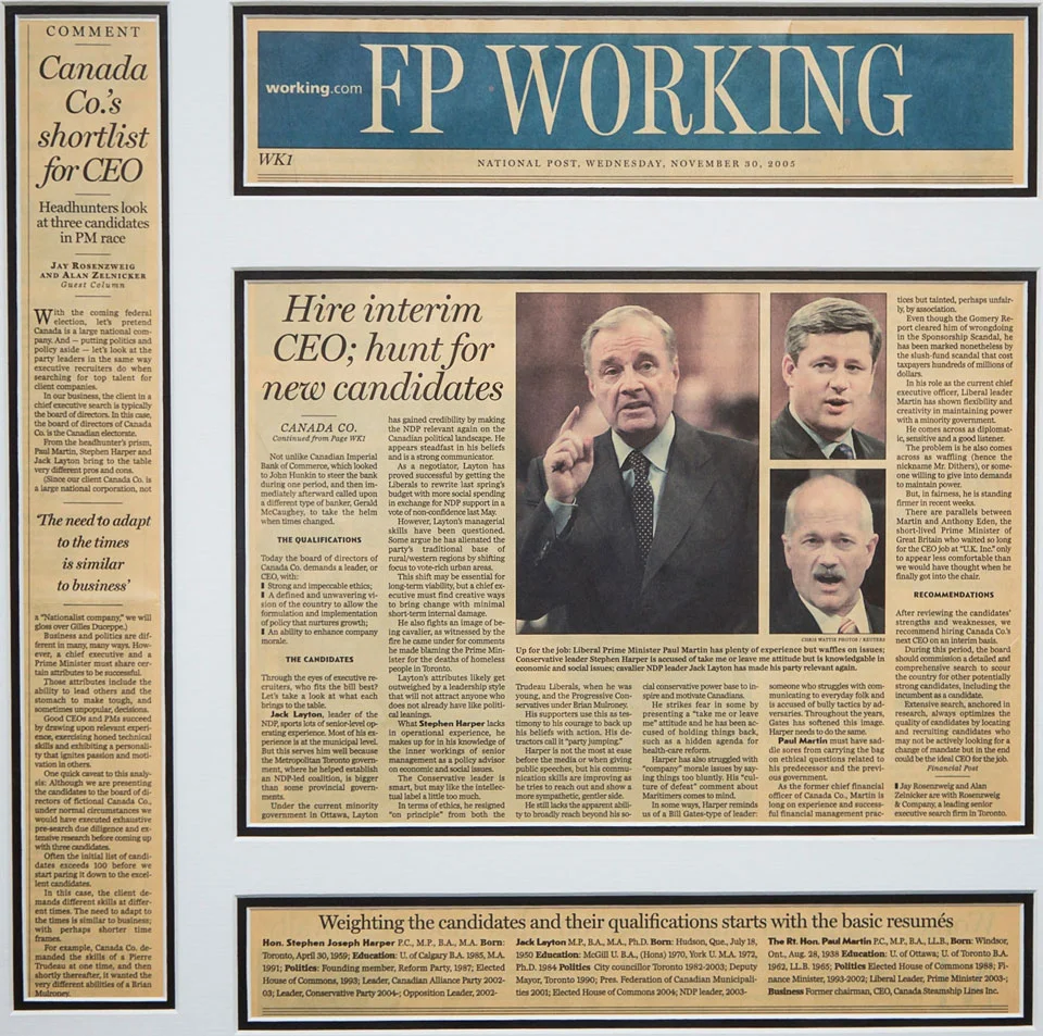 Canada Co.&#x27;s shortlist for CEO: Headhunters look at three candidates in PM race