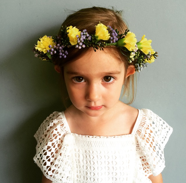 yellow flower girl crown, boho bridesmaids, flower crowns ireland