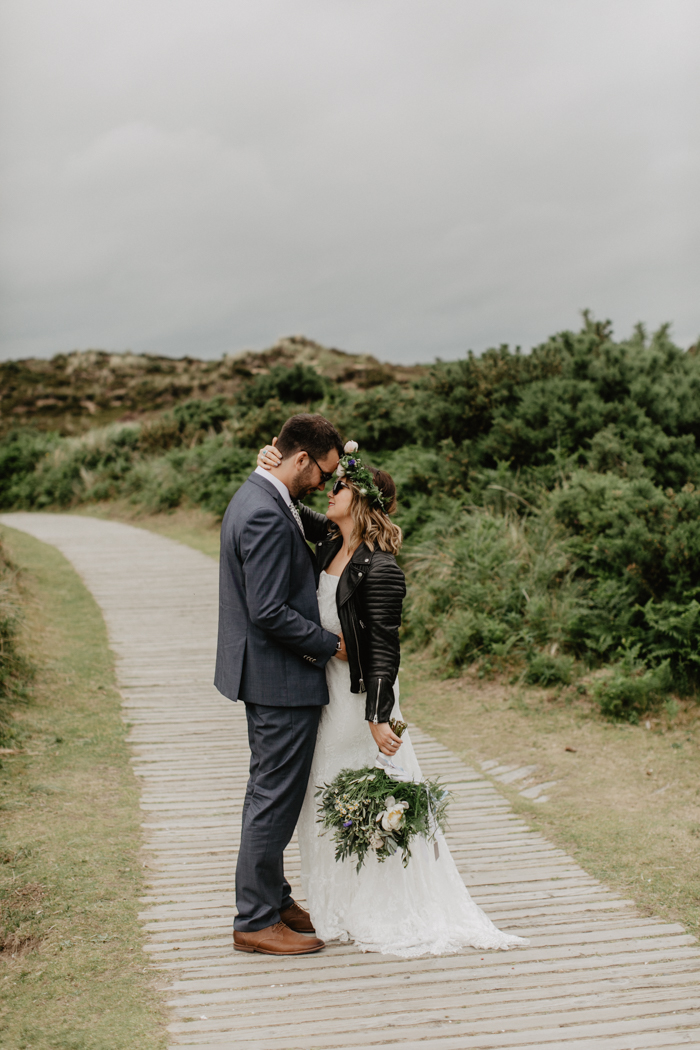 cool bride in a leather jacket - daughters of simone