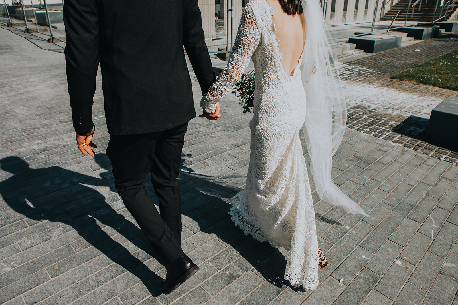 long sleeve backless crochet lace wedding dress