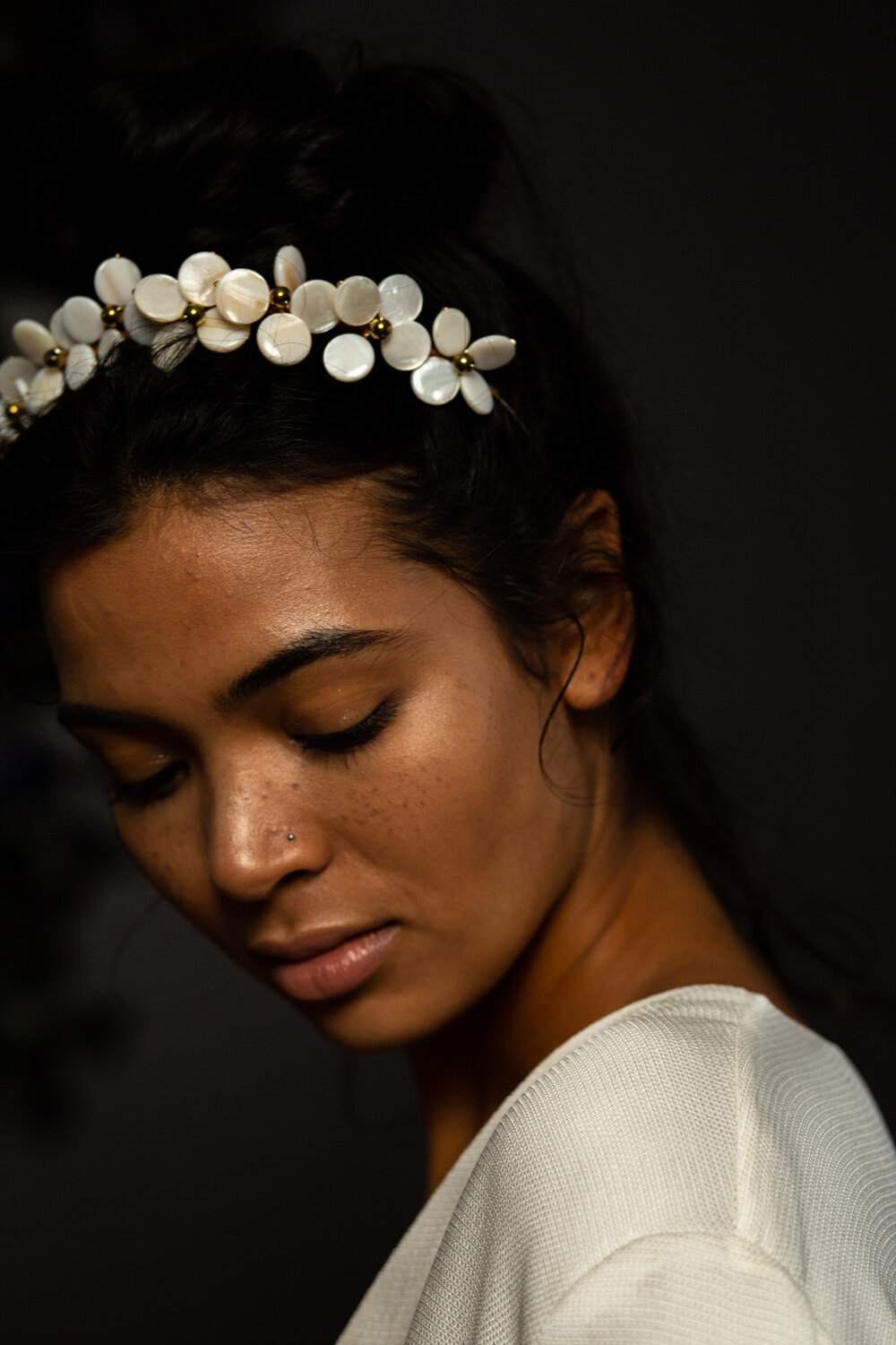 cool pearl wedding headpiece from the Blue Meadow Bridal 2020 collection