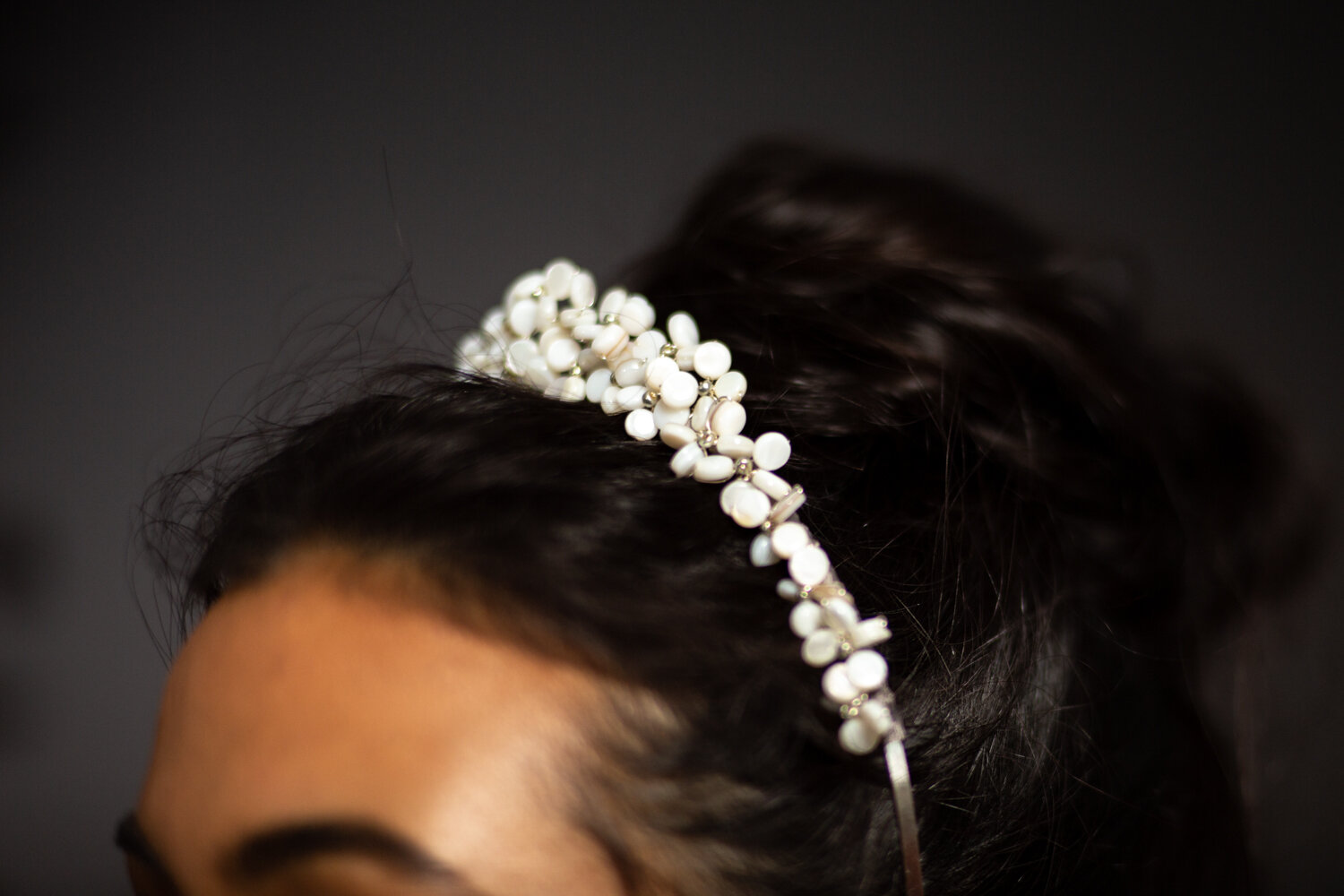 pearl beaded wedding crown by Blue Meadow Bridal