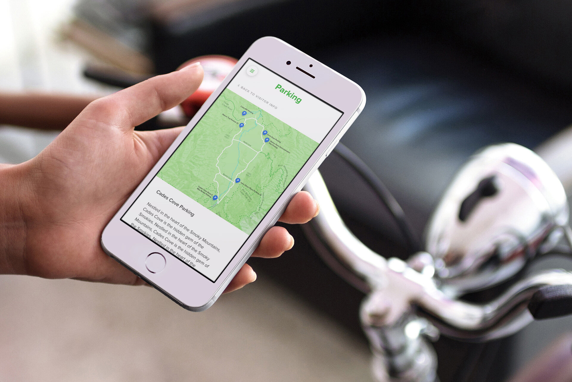 Cyclist Using the Cades Cove App