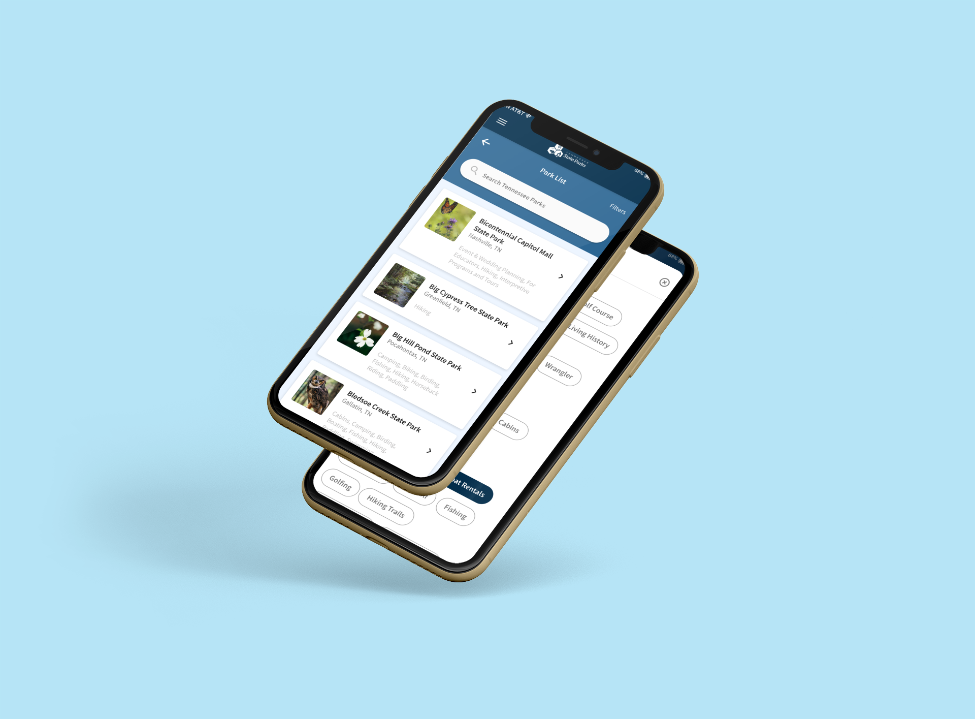 Tennessee State Parks App Park Listing