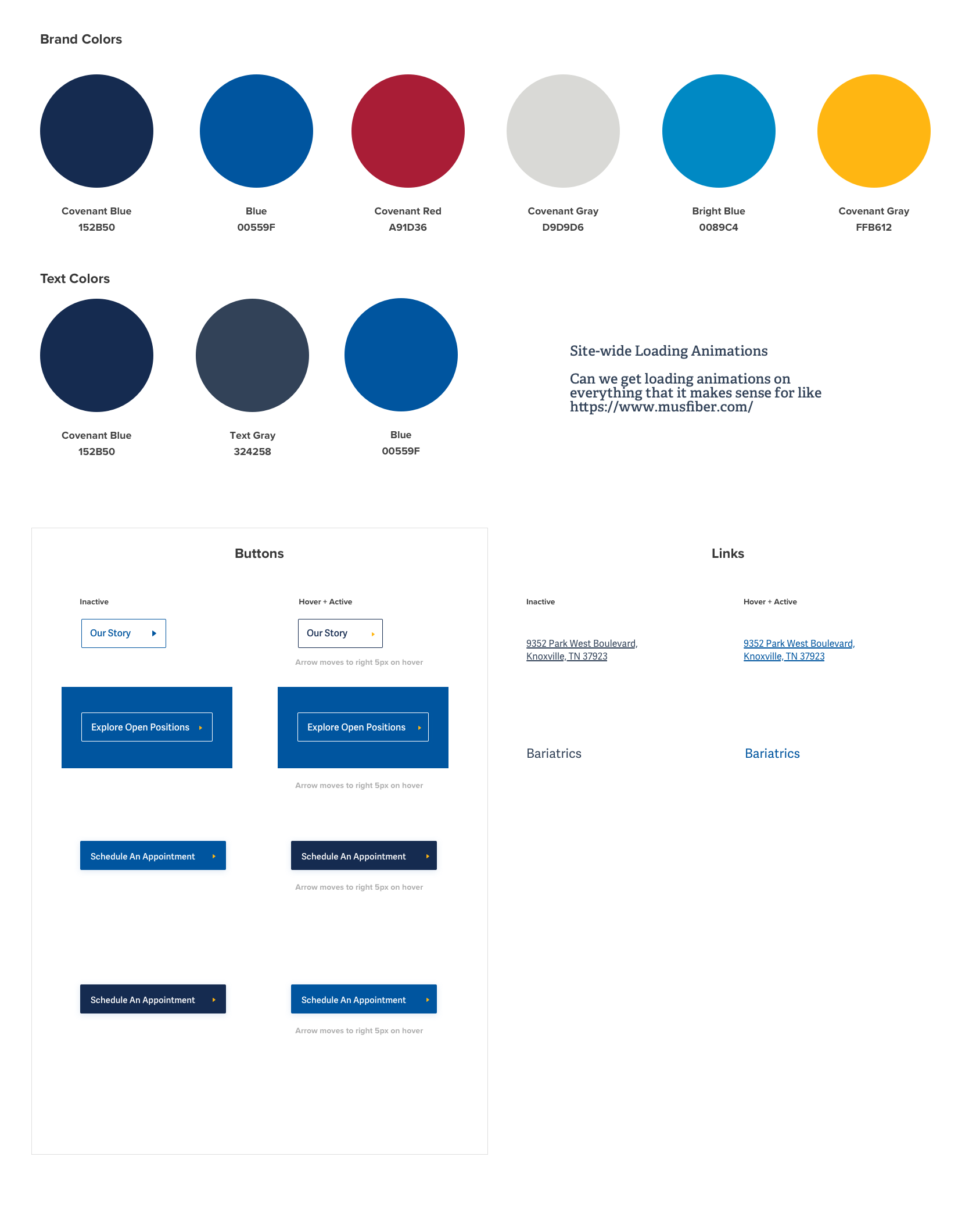  Covenant Health design system components. 