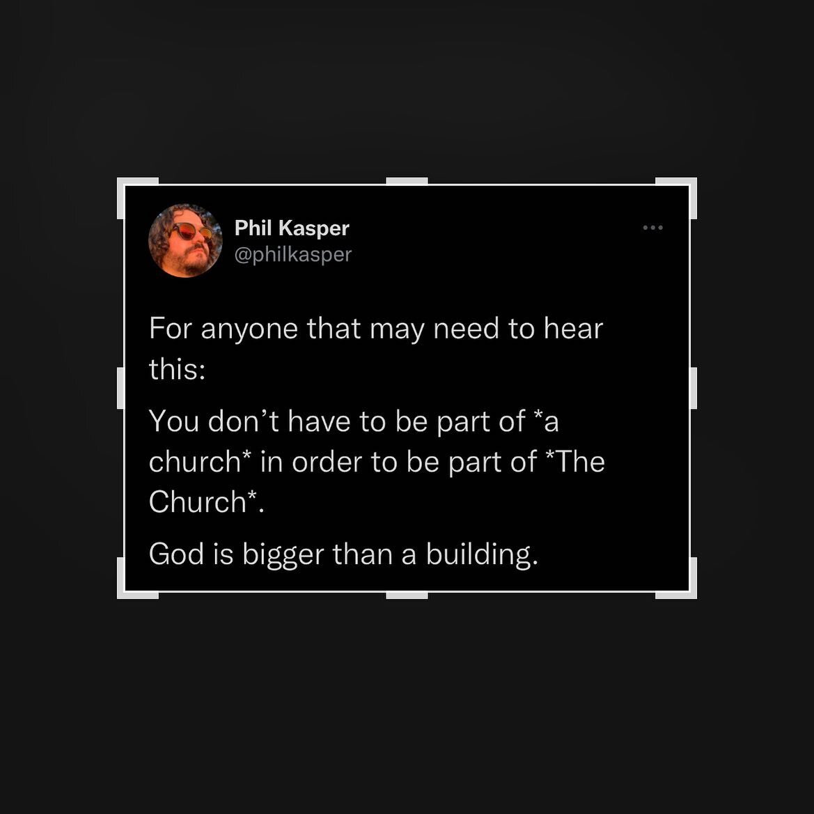 This has been one realization during my deconstruction. So much pressure from people to join their church. Why? Did Jesus not say &ldquo;where two or three are gathered in my name, there I am with them&rdquo;? Sounds to me like church can be smaller 