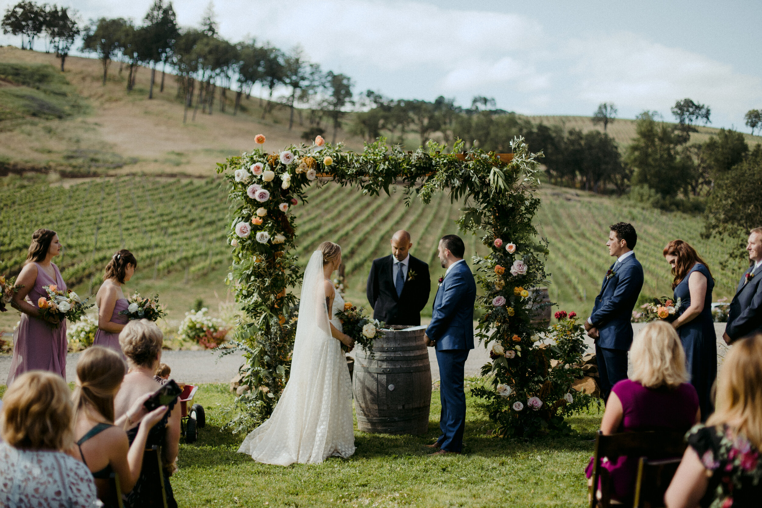 colorful flower filled winery wedding in oregon