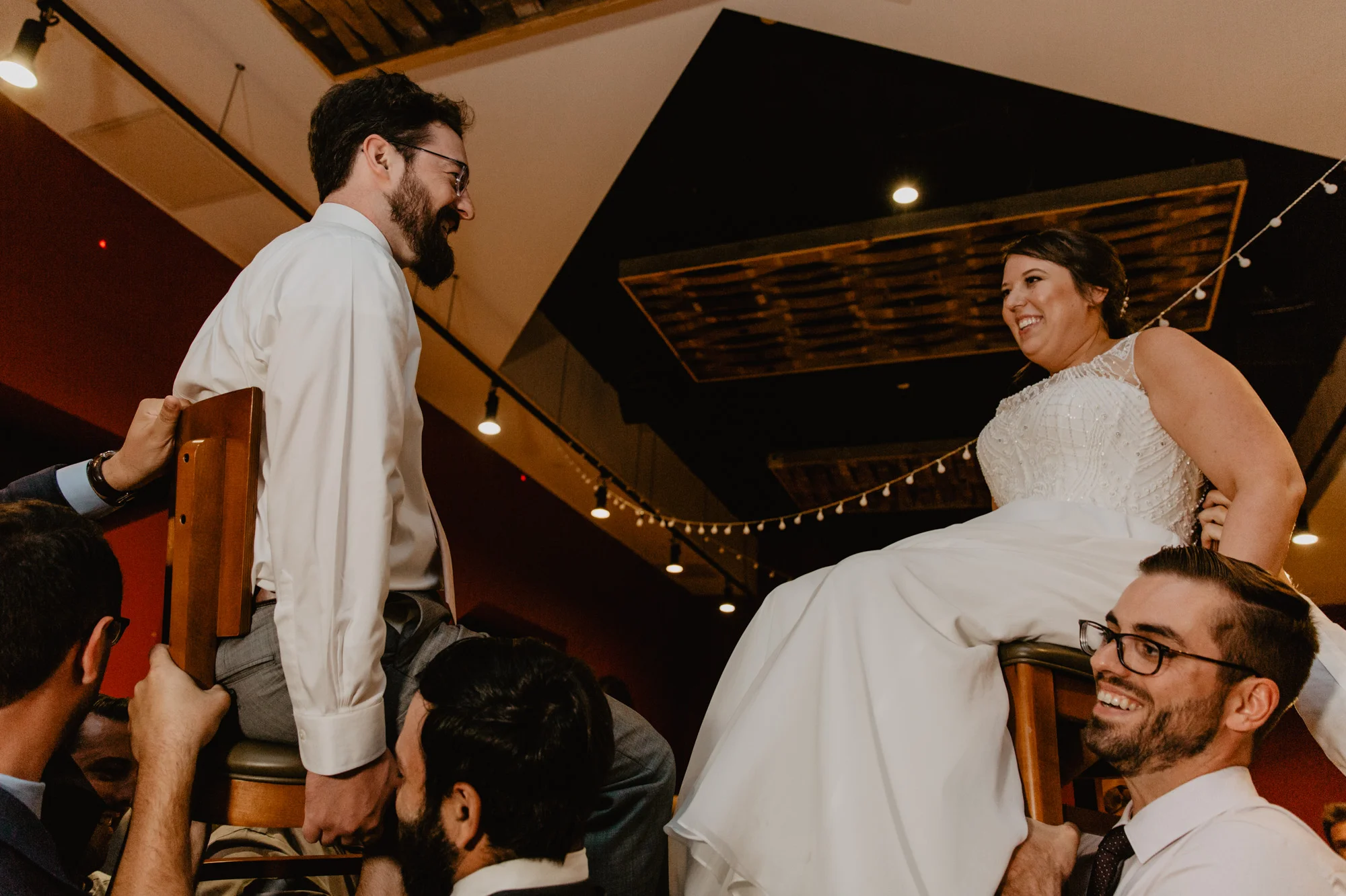 Bride and groom during the Hora at City Winery