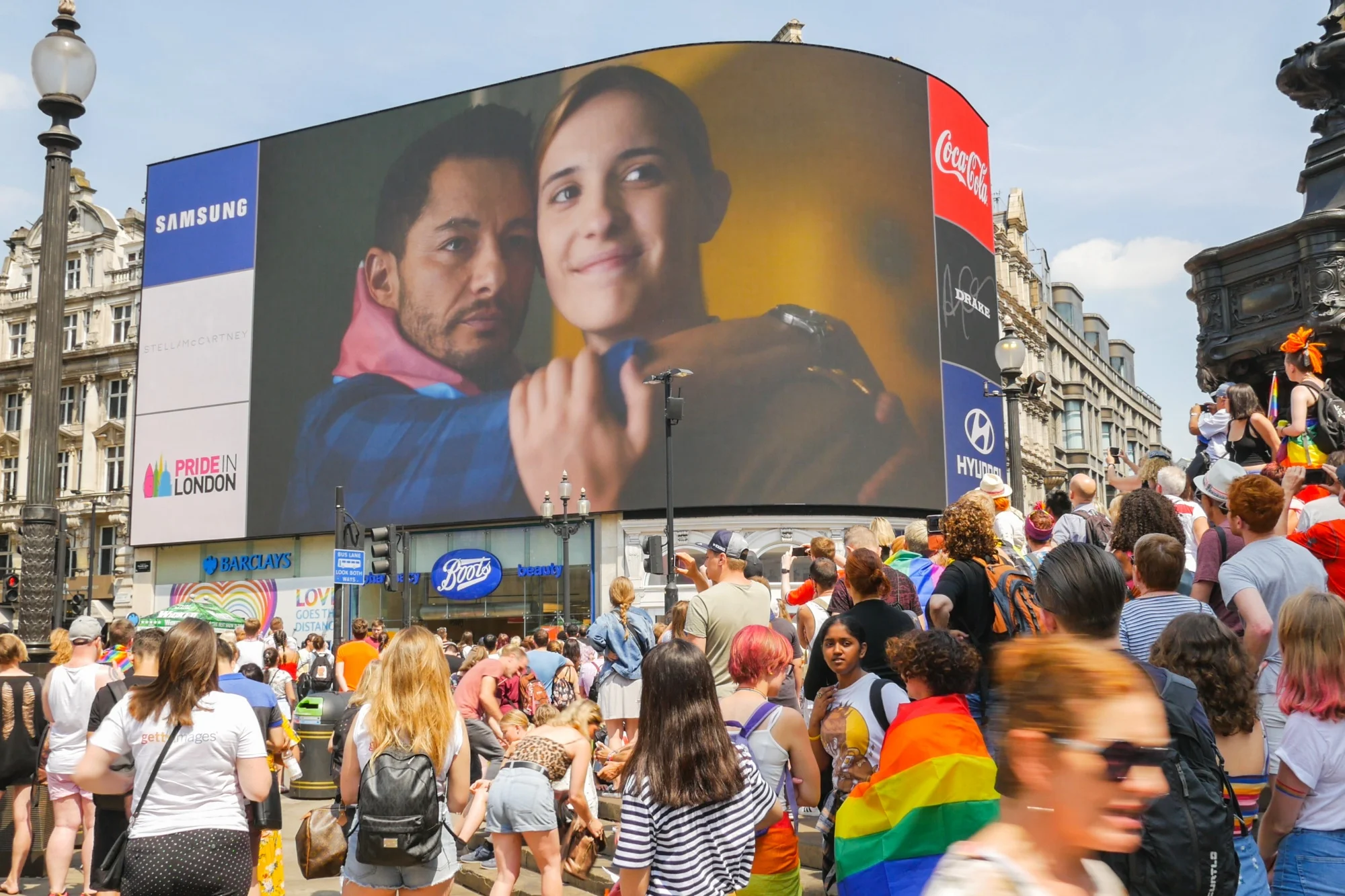  The film was broadcast on the iconic Piccadilly screen before the Pride march. It was the first time the screen has been used with synch sound. 
