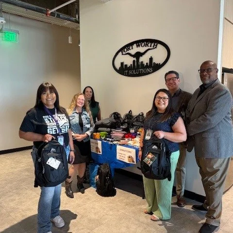 WOW! A huge thank you to the @cityoffortworth IT Solutions Department! Harvest Project received a very generous donation of backpacks, school supplies, clothing, toiletries, and books to help us start off the year ready to serve students at Paschal H