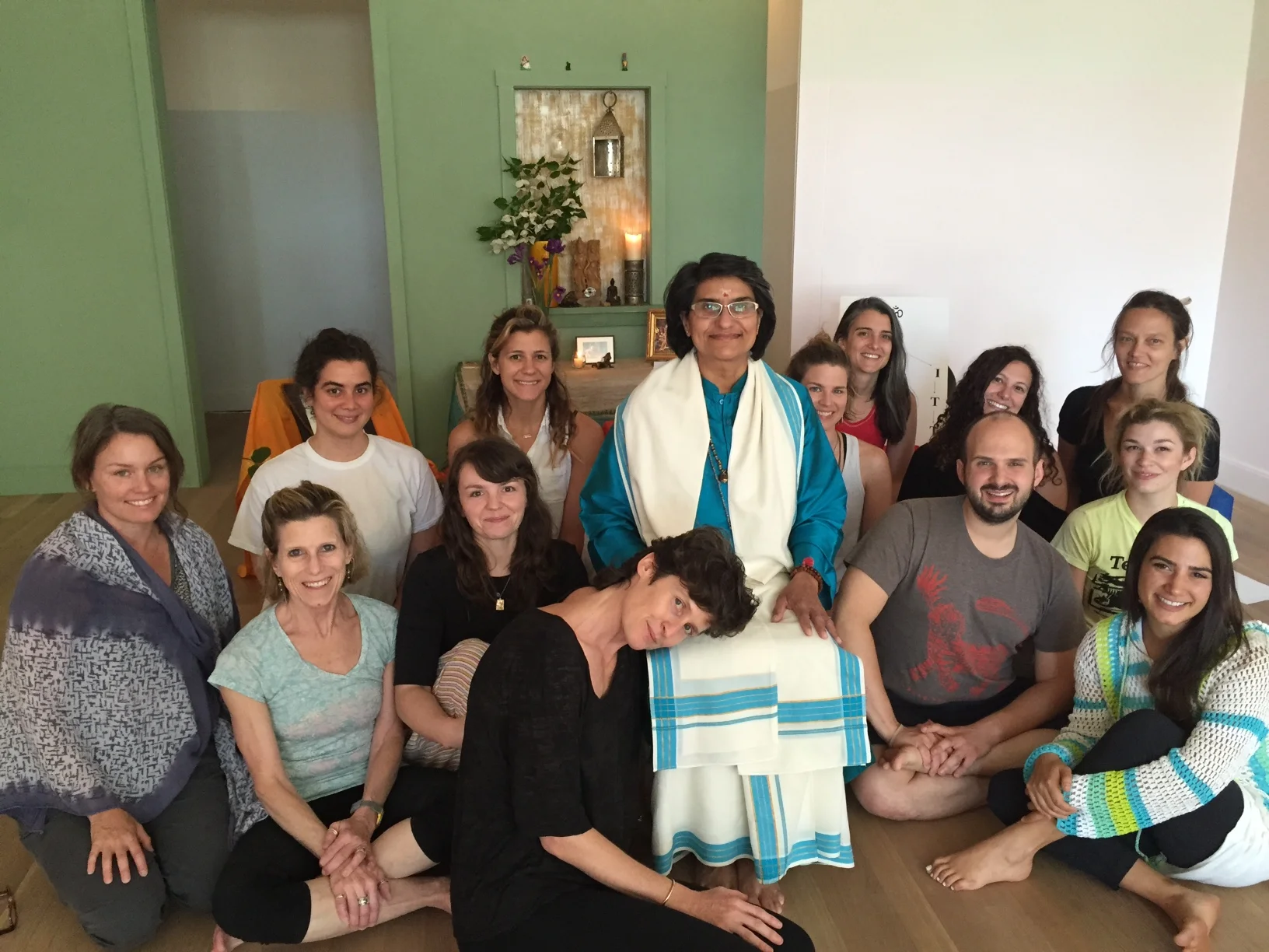 My Vedanta teacher, Shubhraji, with (some) of our Spring 2016 group