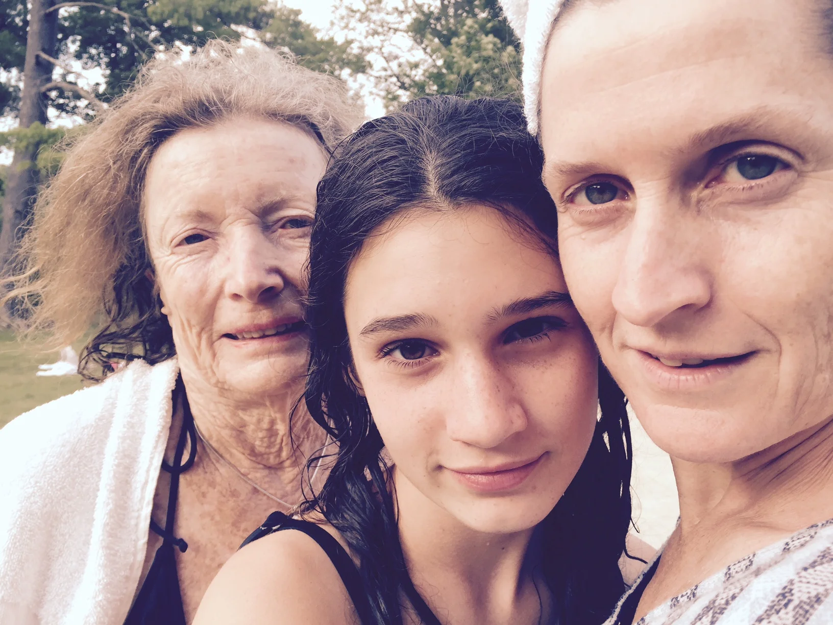 I often bring the whole family. Here is Mom, Lui (my daugher), and me. Miko (my son) is in the lake. xo