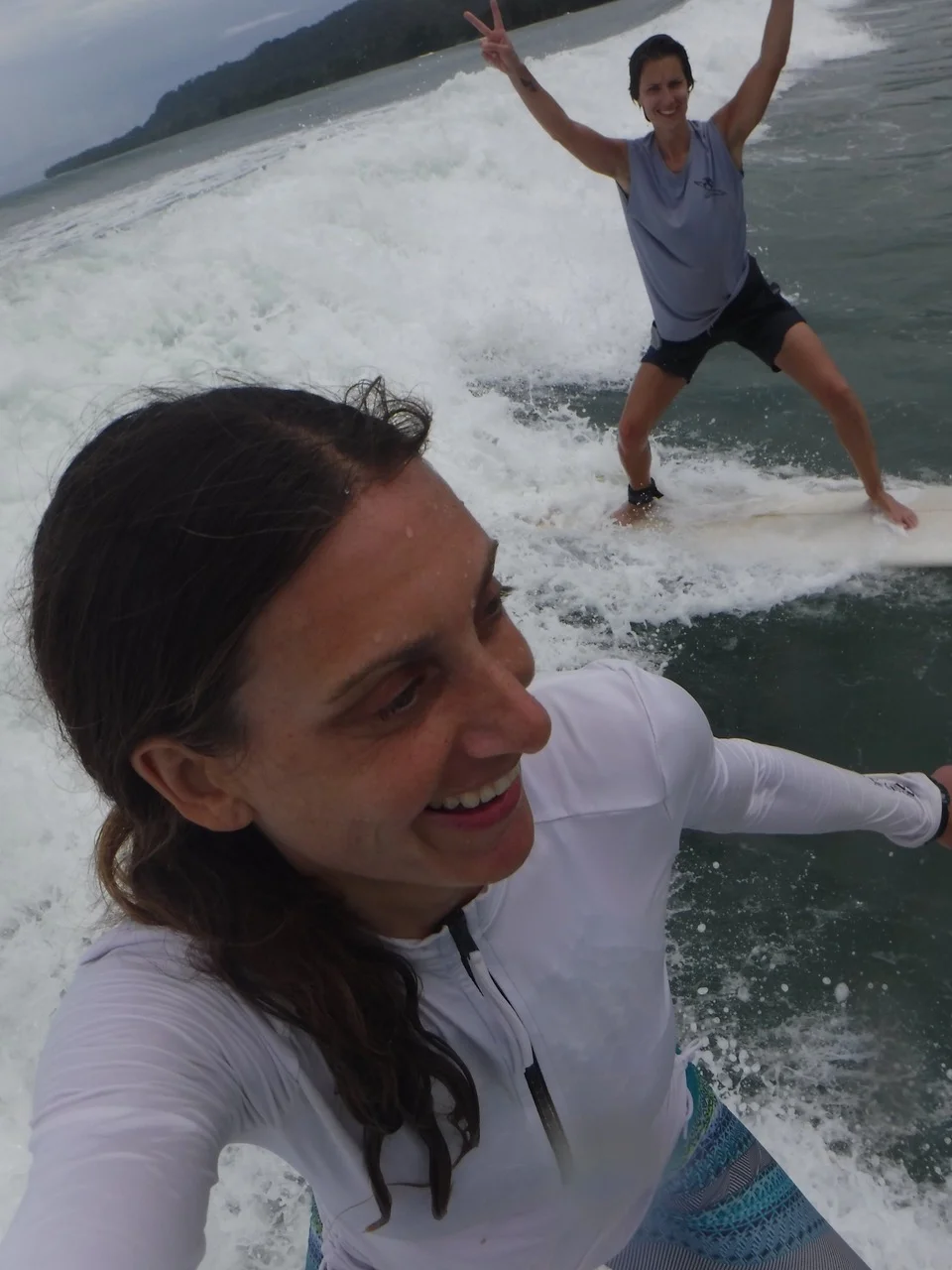 Lauren catching a wave