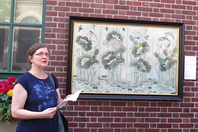 Sibelan Forrester reading her poem at the Inside Out Ekphrastic Poetry Event