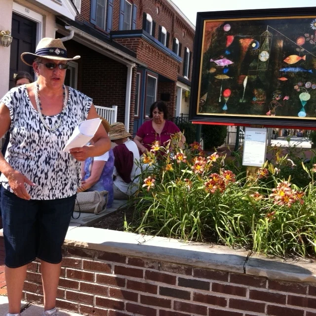 Amy Laub reading her poem inspired by "Fish Magic" by Paul Klee
