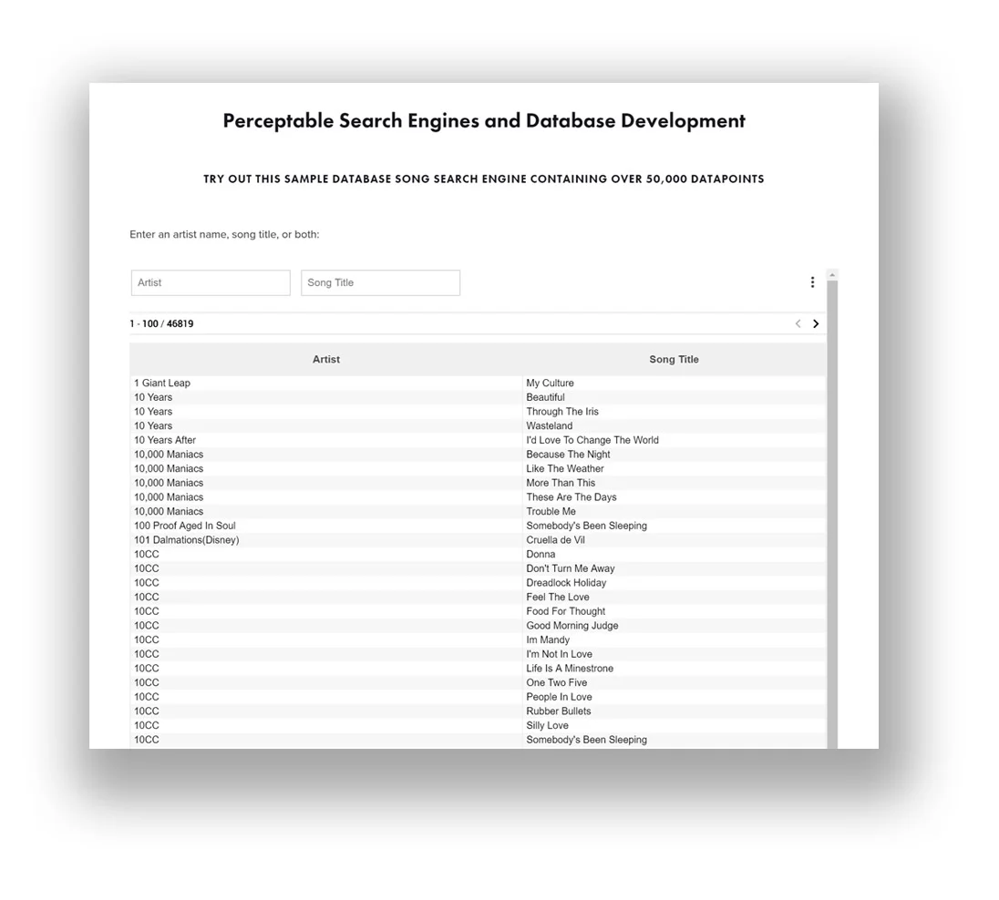 Inter-Octave database - song search engine