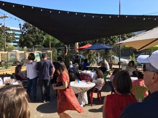 San Diego Hunger Coalition Executive Director Anahid Brakke addresses guests at the 2017 Hunger Free Fest