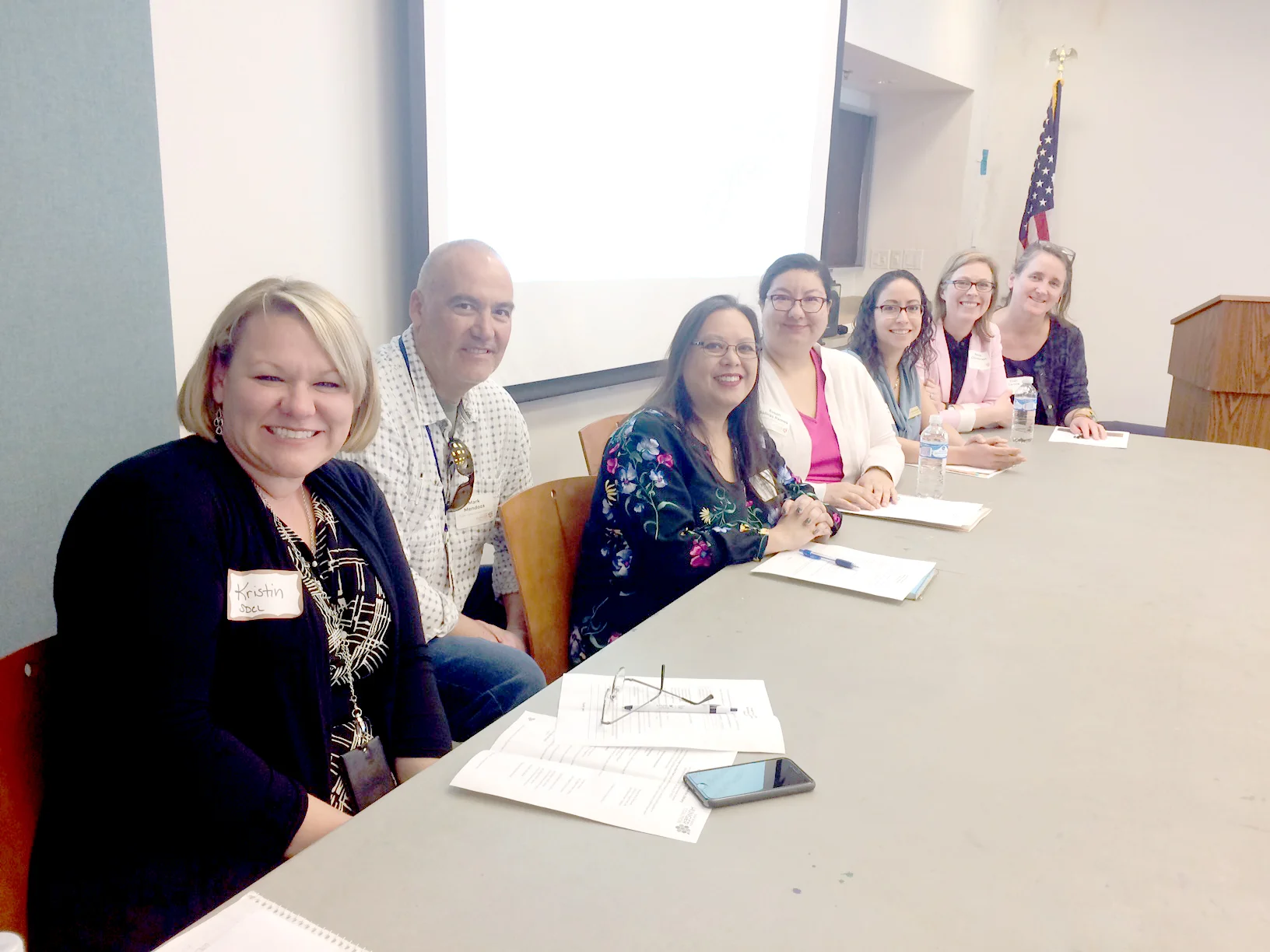 Central Panel (Front to Back) Kristin Ward, Mark Mendoza, Brenda Monzon, Susan Salinas Ramos, Vanessa Barnik, Patrice Chamberlain, Trish Garone