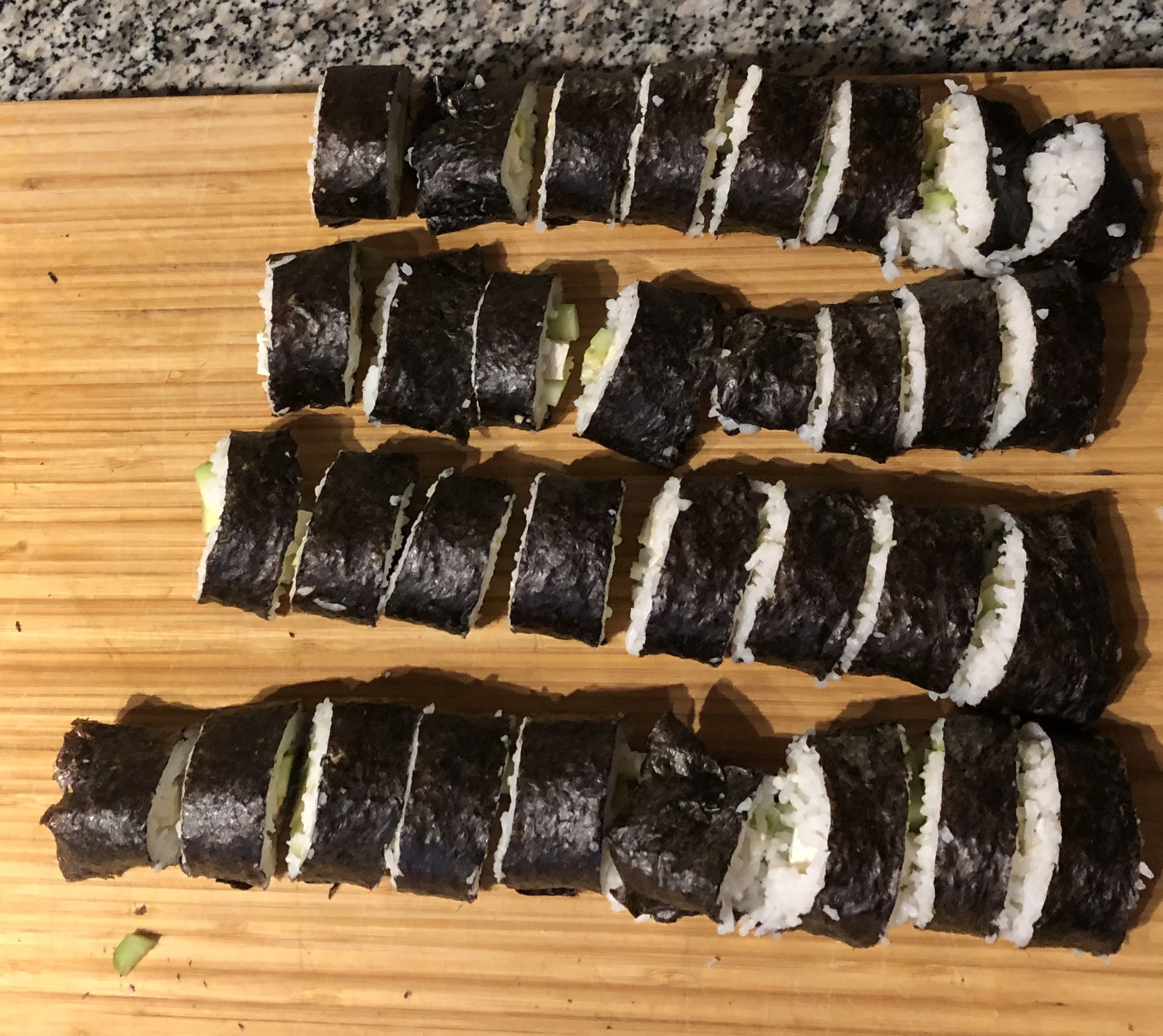 Dinner for Joe and his wife - cucumber nori rolls.