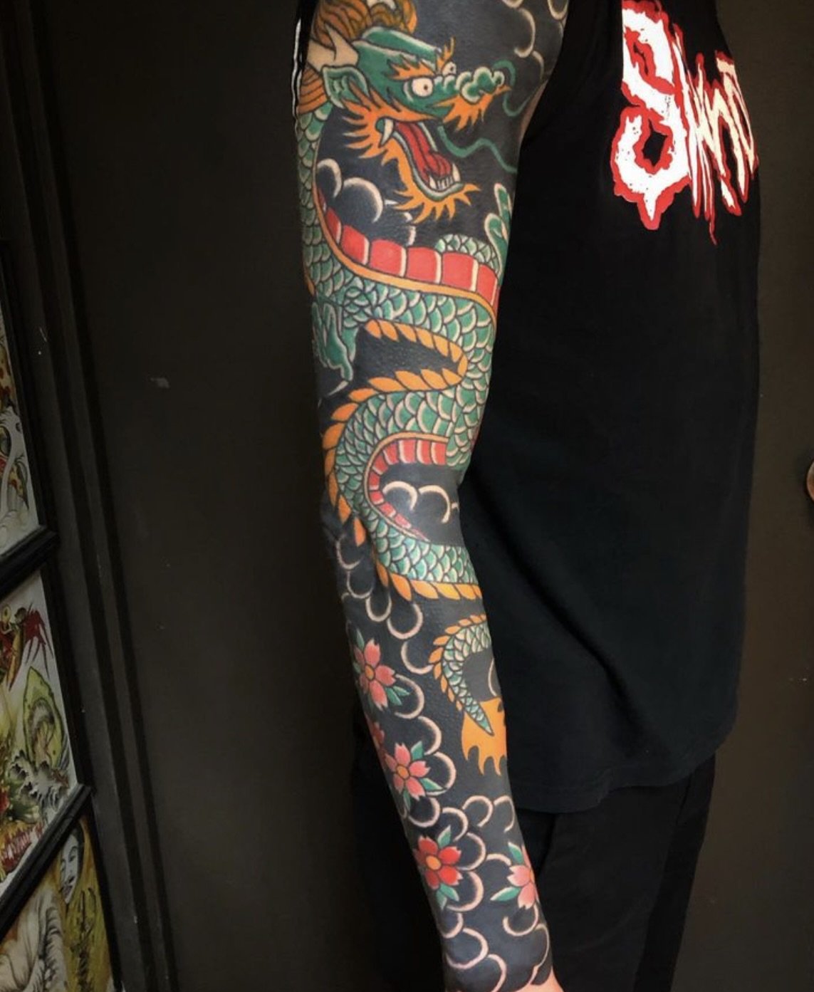 CUTELIILI Full arm temporary tattoo for Men 12sheets (L19 xW7 ) Sleeve  Tattoos temporary Waterproof Terror Fake Tattoos That Look Real and Last  long Tiger Dragon Koi Evil Eyes SLEEVE-J