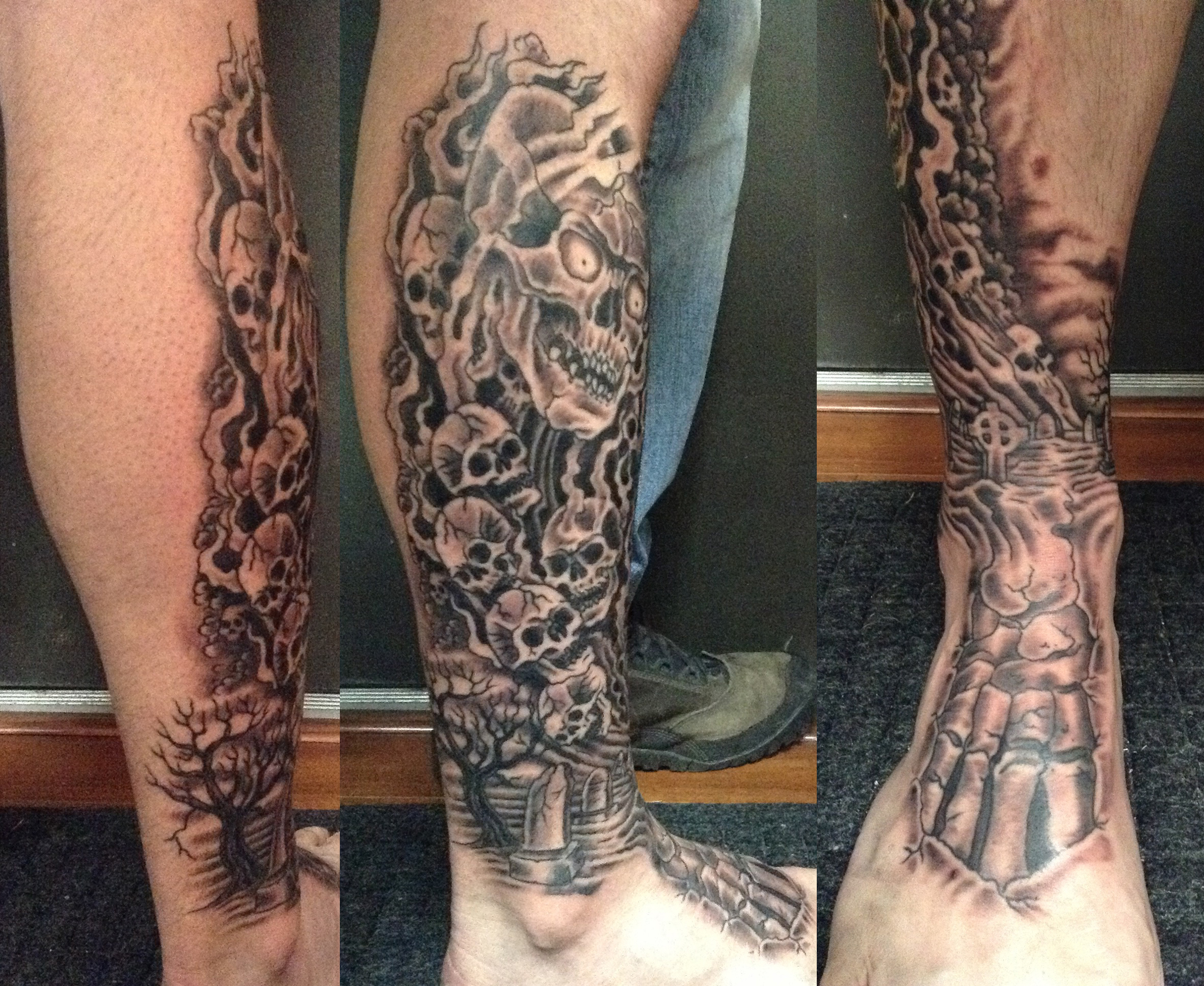 40 Graveyard Tattoo Designs For Men  Earthy Ties Left Behind  Graveyard  tattoo Back tattoo Cool shoulder tattoos