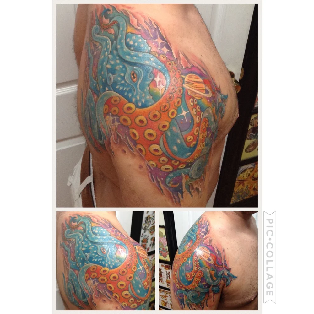 Tattoo Of The Week Outer Space Octopus Independent Tattoo Dela Where
