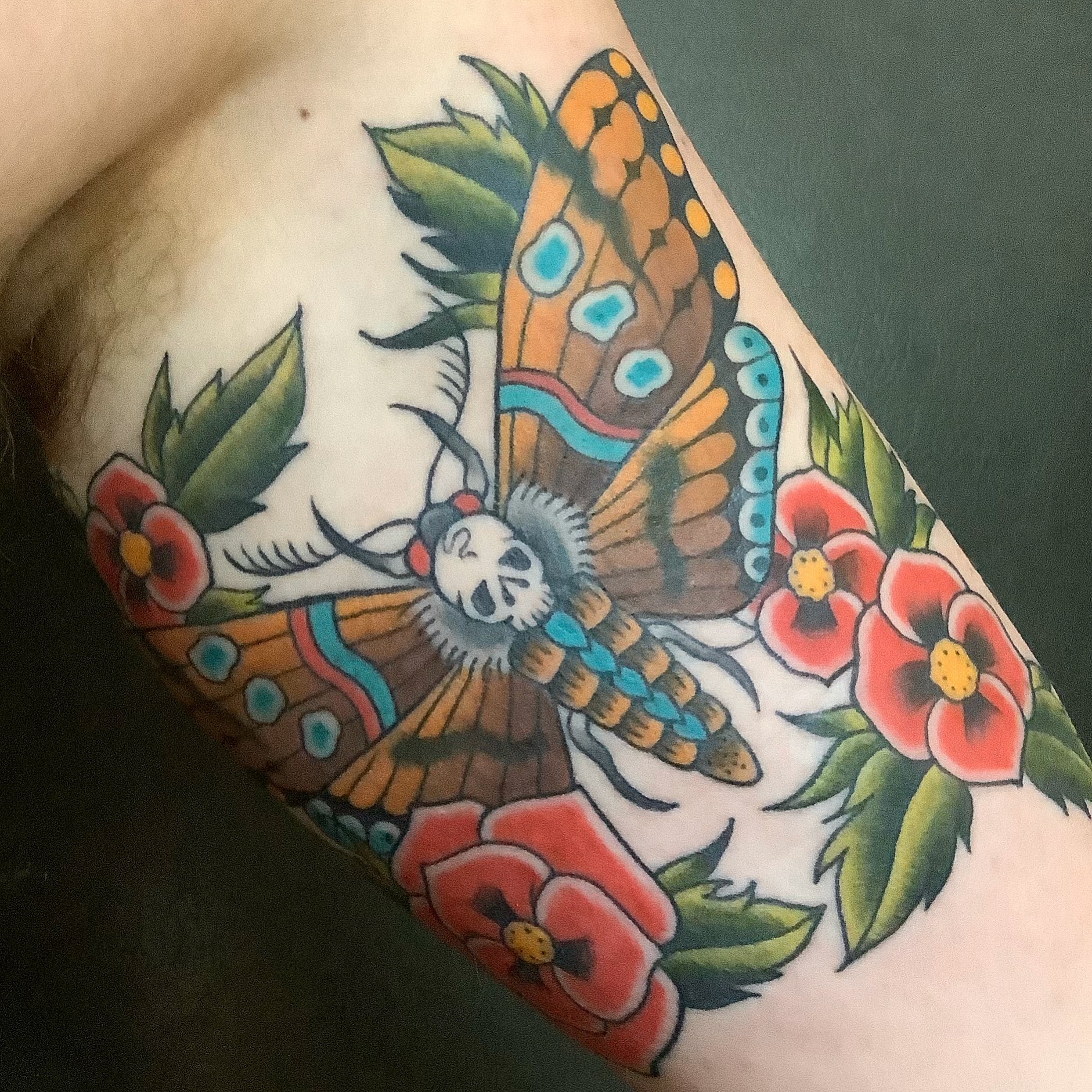 elephantmothcolortraditionaltattooabyss  Tattoo Abyss Montreal
