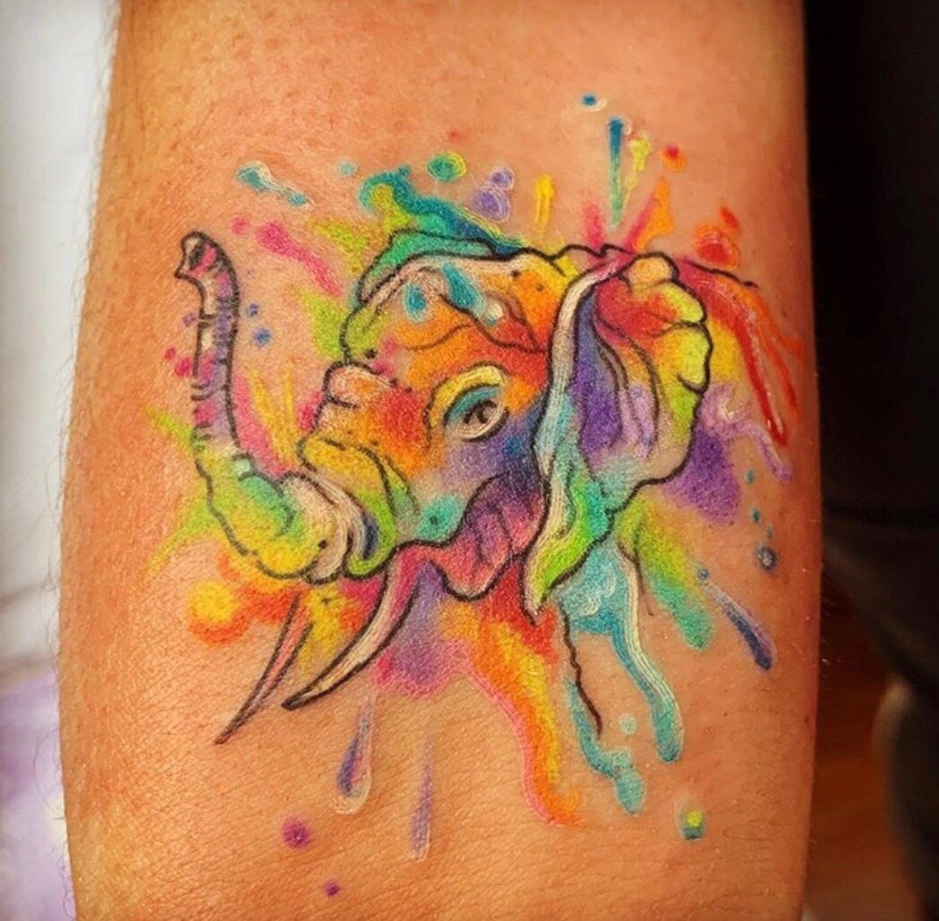 Tattoo of the Week Watercolor Elephant  Independent Tattoo   Delawhere