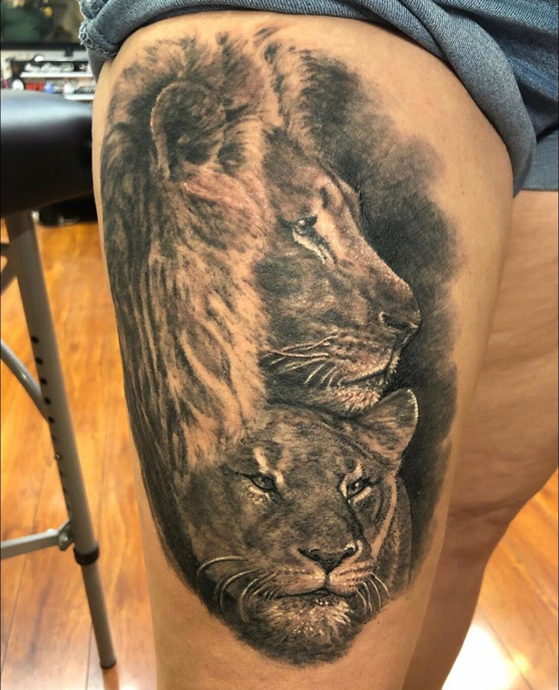 realistic lion tattoo done at Masterpiece tattoo by Brian Martinez-cheohanoi.vn