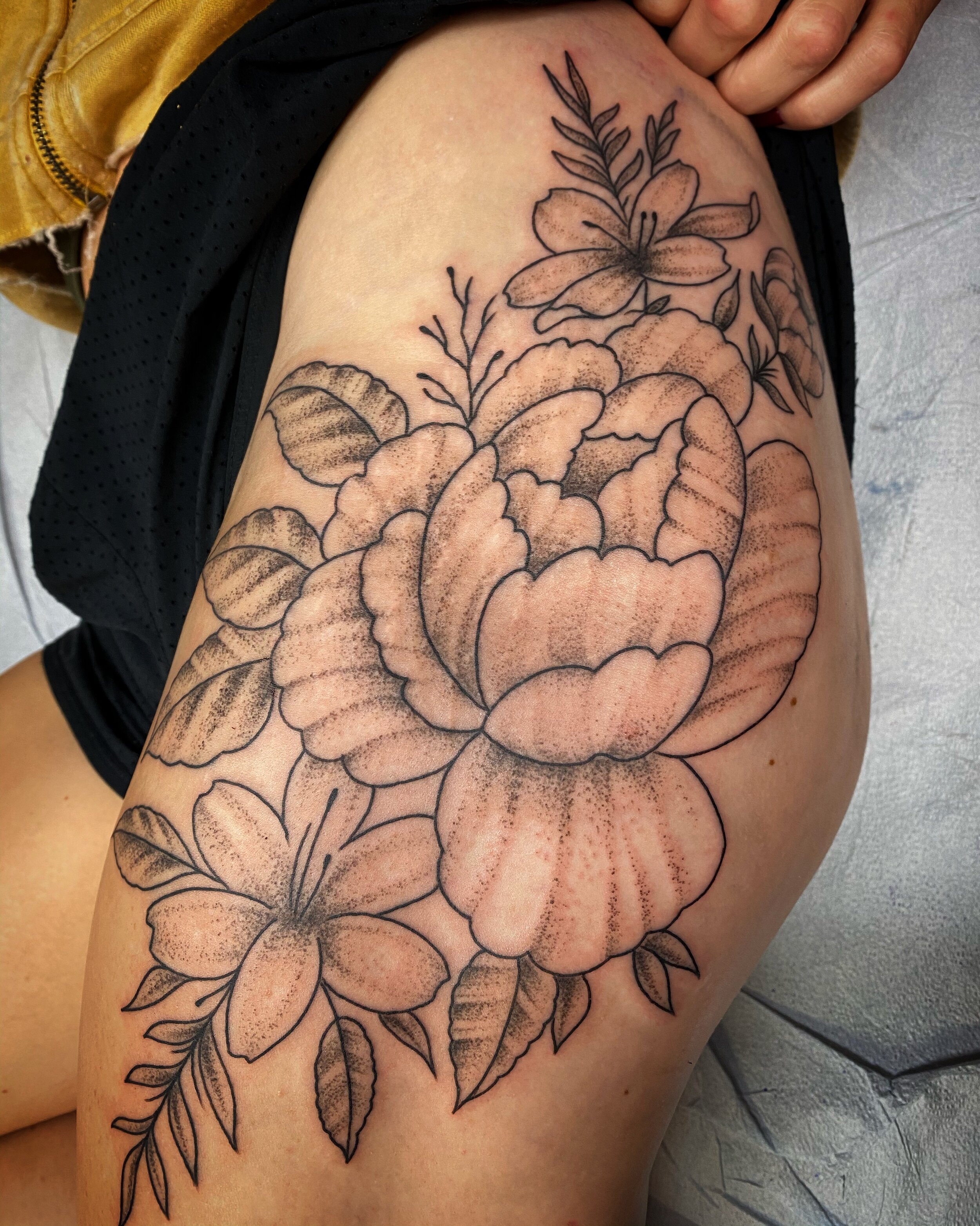 Peony on the Butt Done by SamTheCowboy Instagram at Hawkins Collective  Mesa AZ  rtattoo