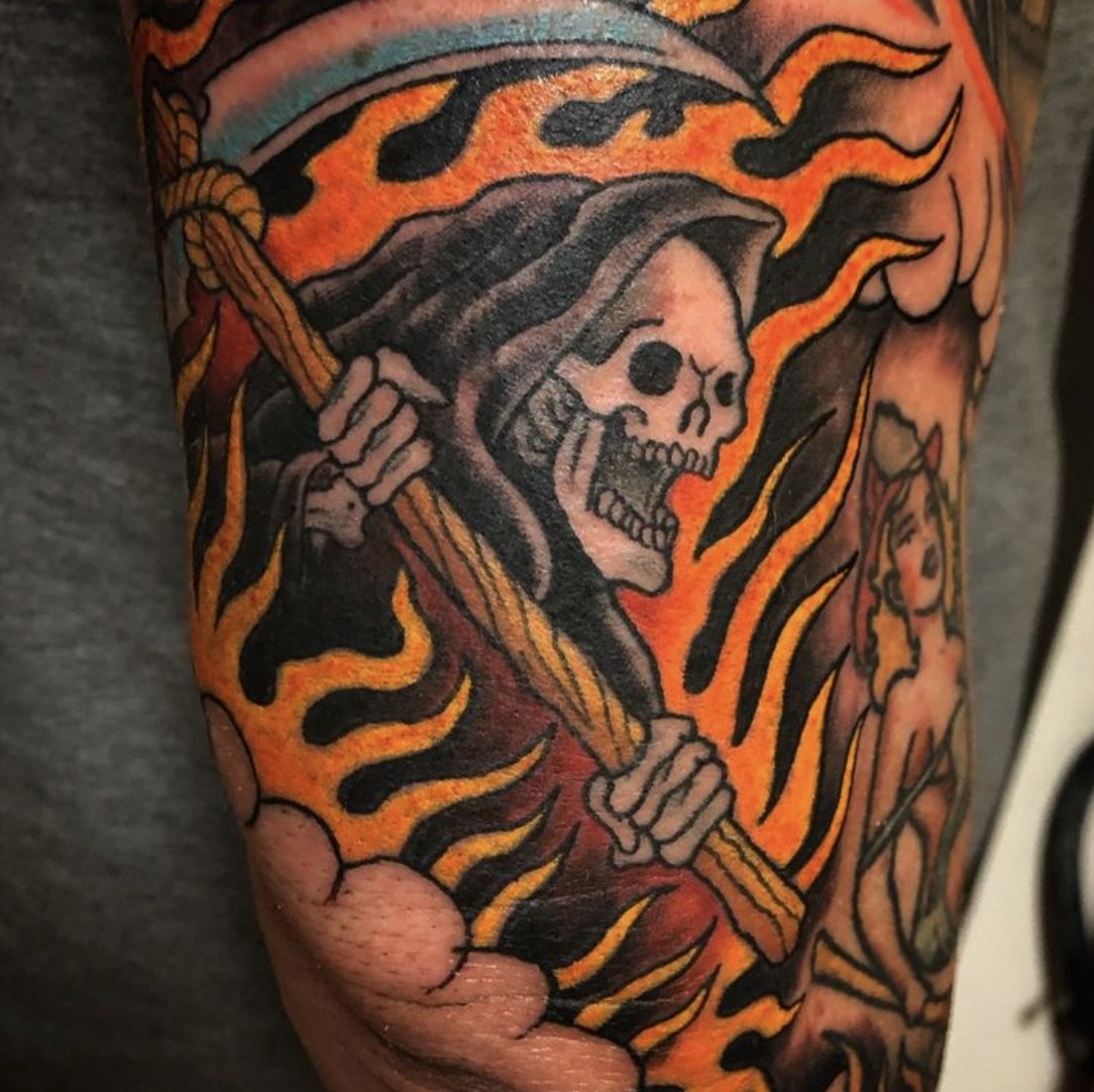 110 Unique Grim Reaper Tattoos Youll Need to See  Tattoo Me Now  Grim reaper  tattoo Reaper tattoo Wizard tattoo