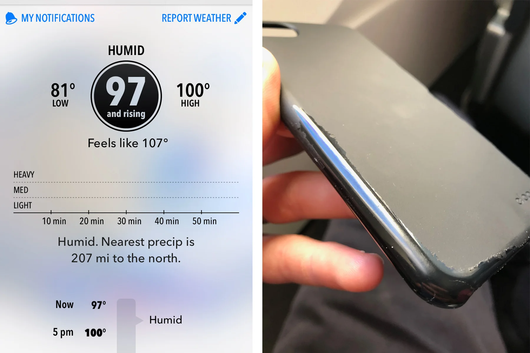 Hot temps and melted phone case