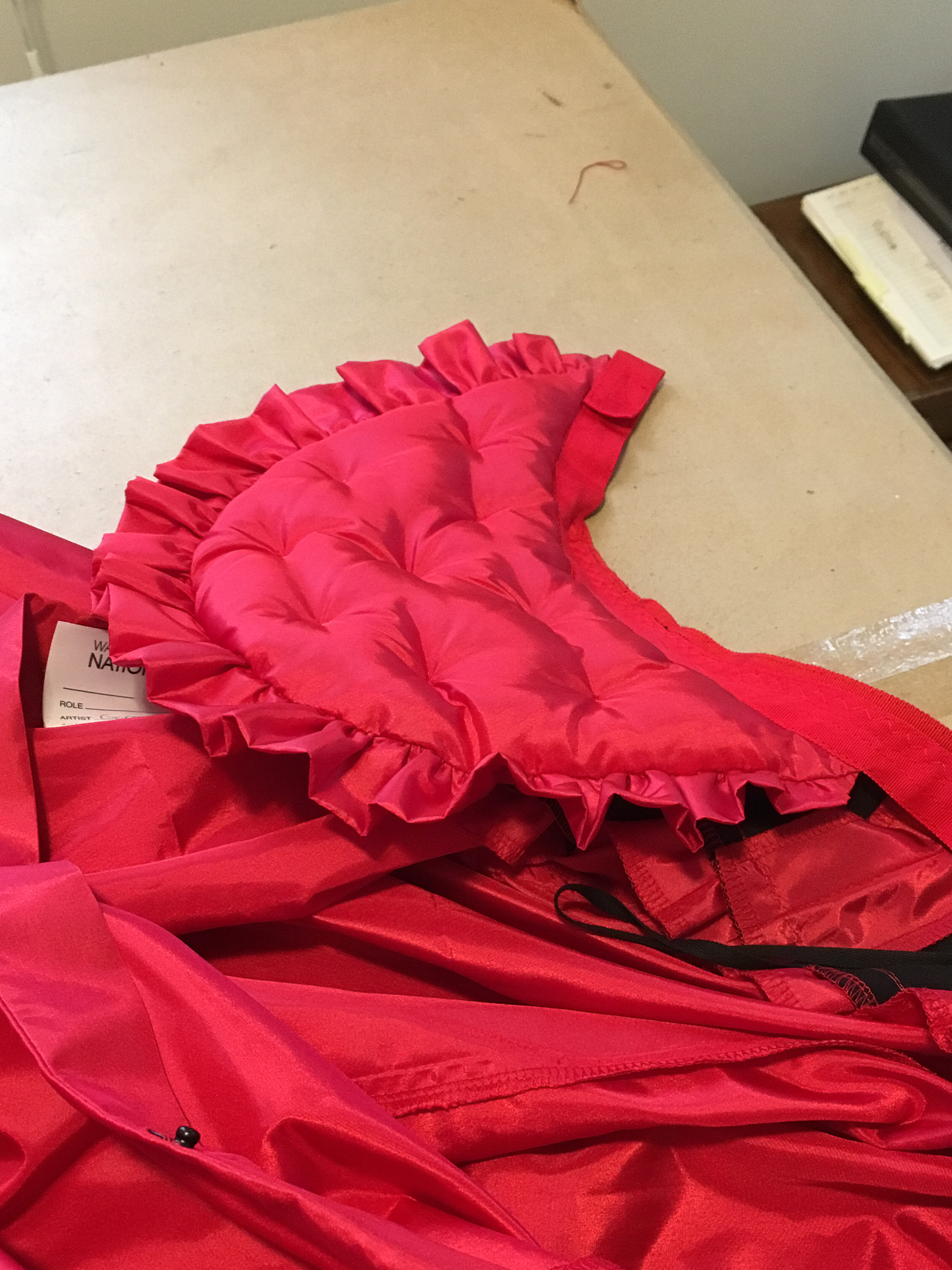   small quilted ‘bustle’ pad mounted inside yoked petticoat La Traviata /Washington National Opera/2018 design by Jess Goldstein/draping by AnaMarie Nelson 