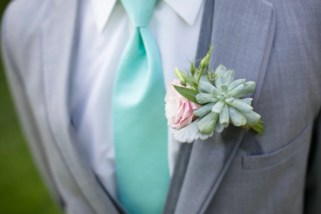 Photocredit: Karlo Photography Gorgeous gray with a pop of color make for a striking combo.