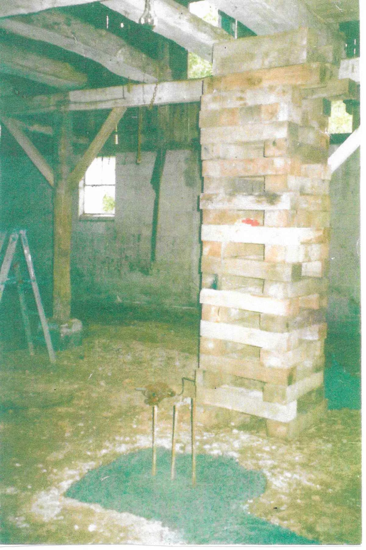A closer view of the lower story of the barn at Chanteclaire Farm. Shown prominently are the supports which would be created with steel and concrete to ensure a safe and beautiful dance floor in the reception space above.