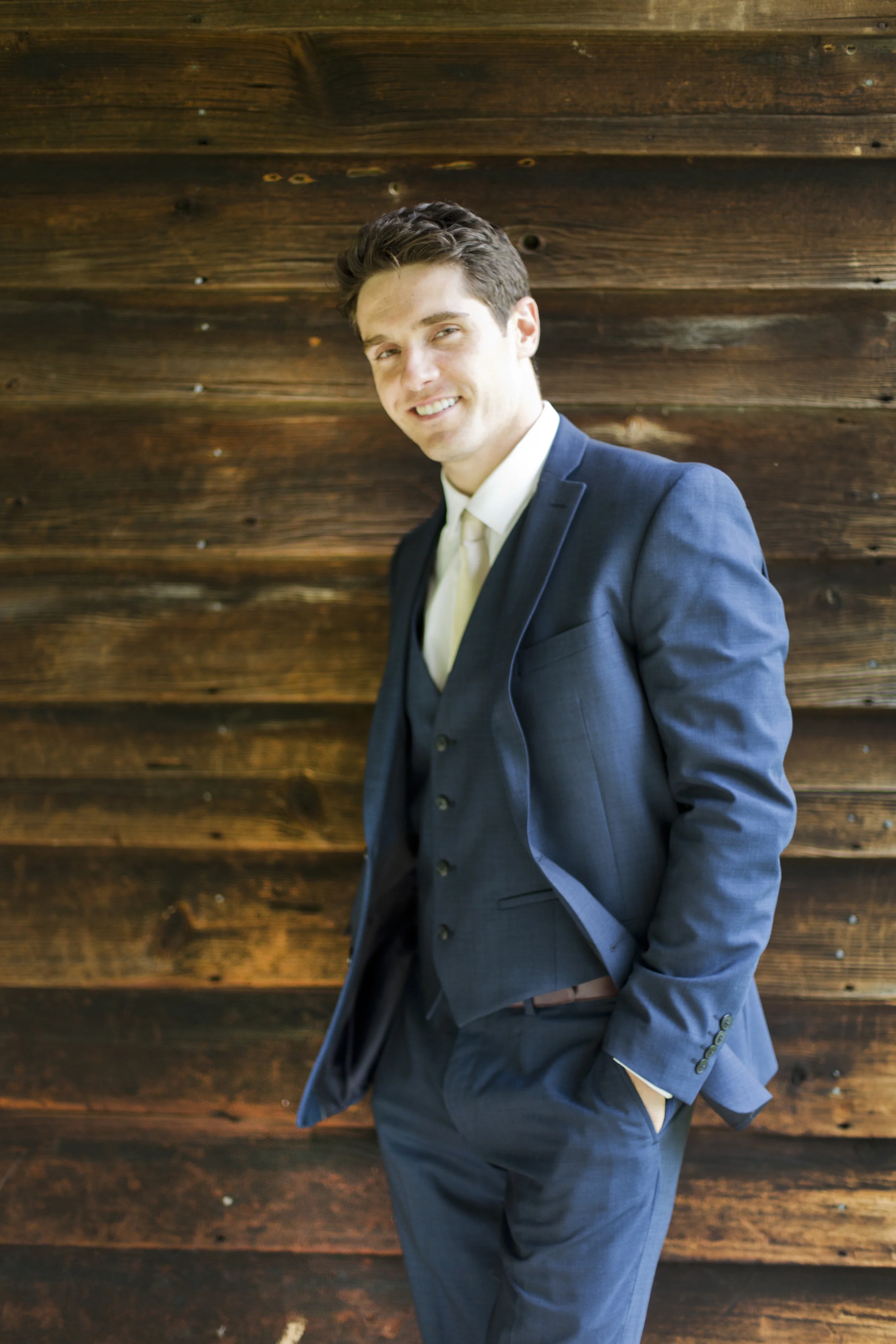 Photocredit: Kelsey Kradel A three piece suit is a classic that will never be out of style. Try fun colors, like navy, to give it a fresh spin.